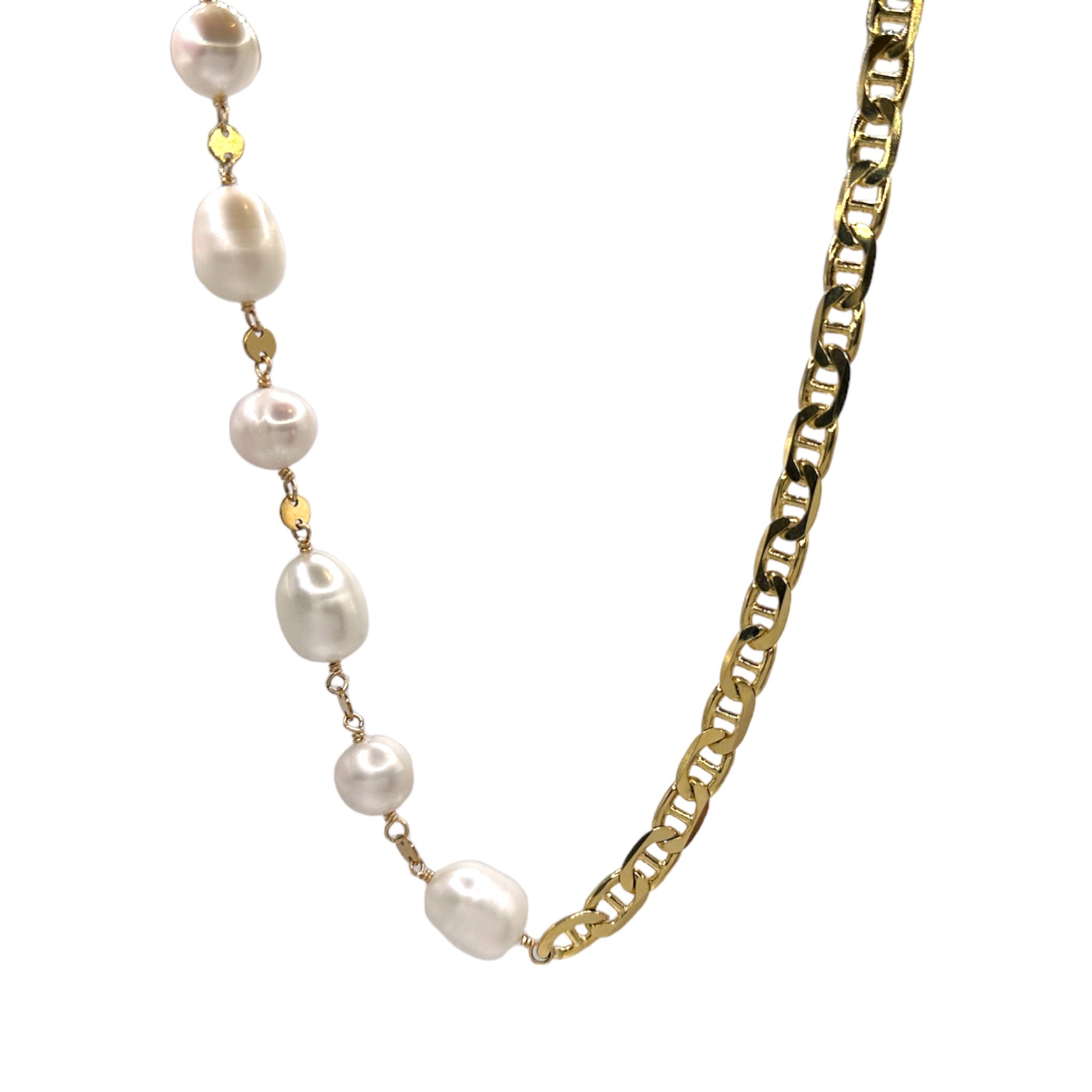 Pearl + Link Necklace - Karlas Jewelry & Gifts
