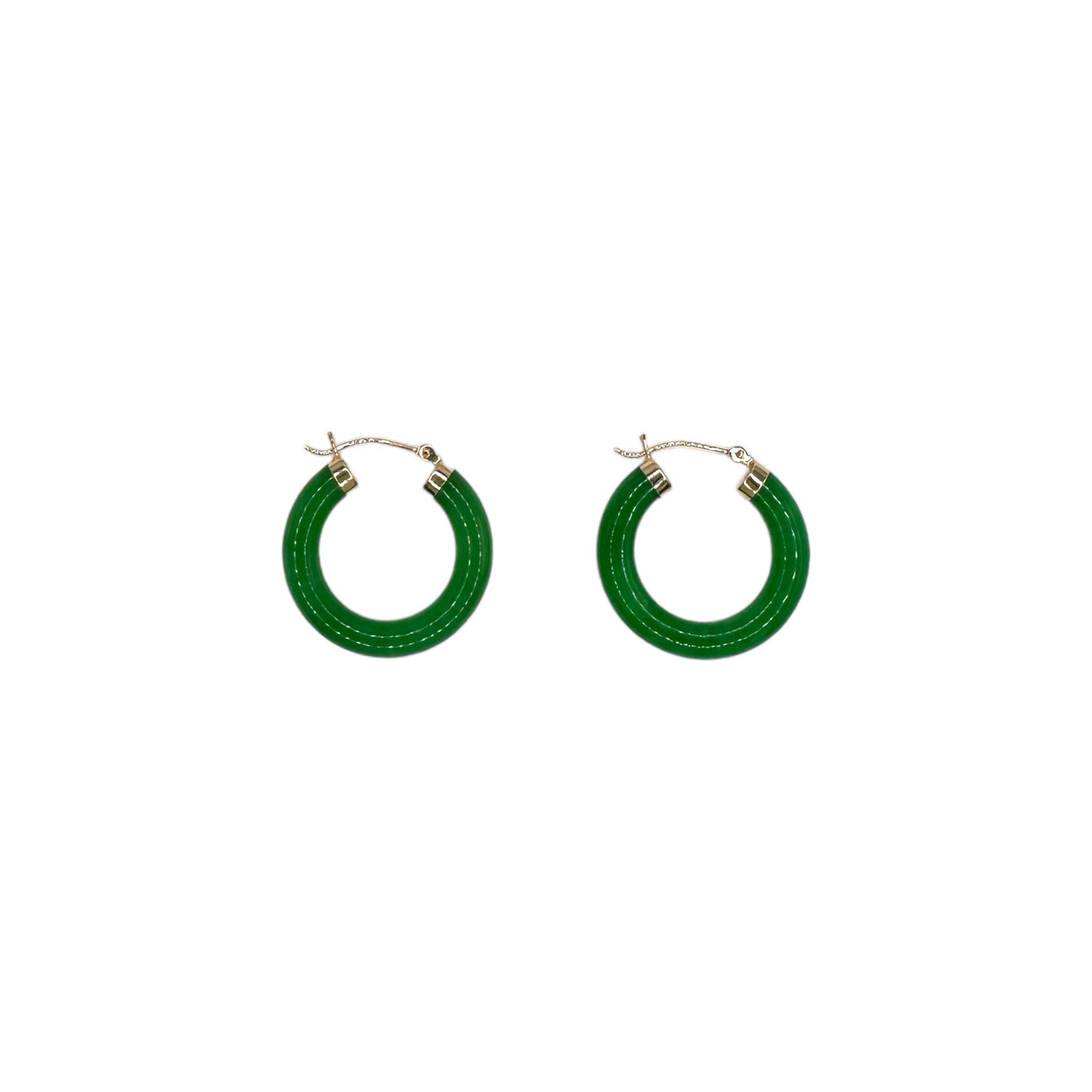 14k Jade Hoop Earrings - Karlas Jewelry & Gifts