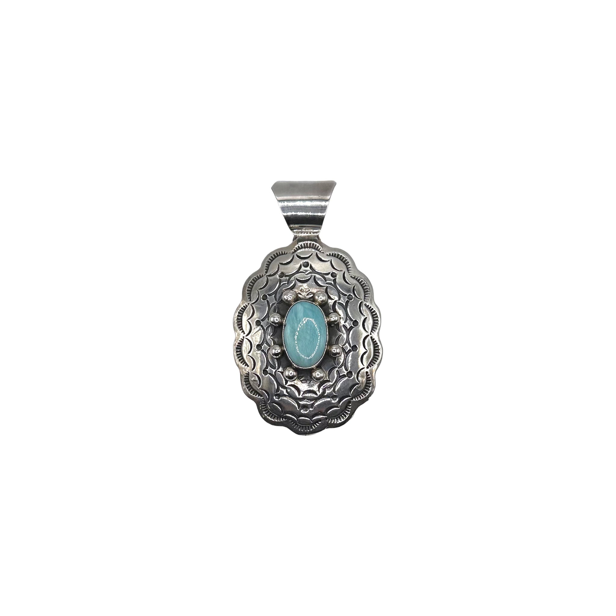 Larimar Scallop Pendant - Karlas Jewelry & Gifts