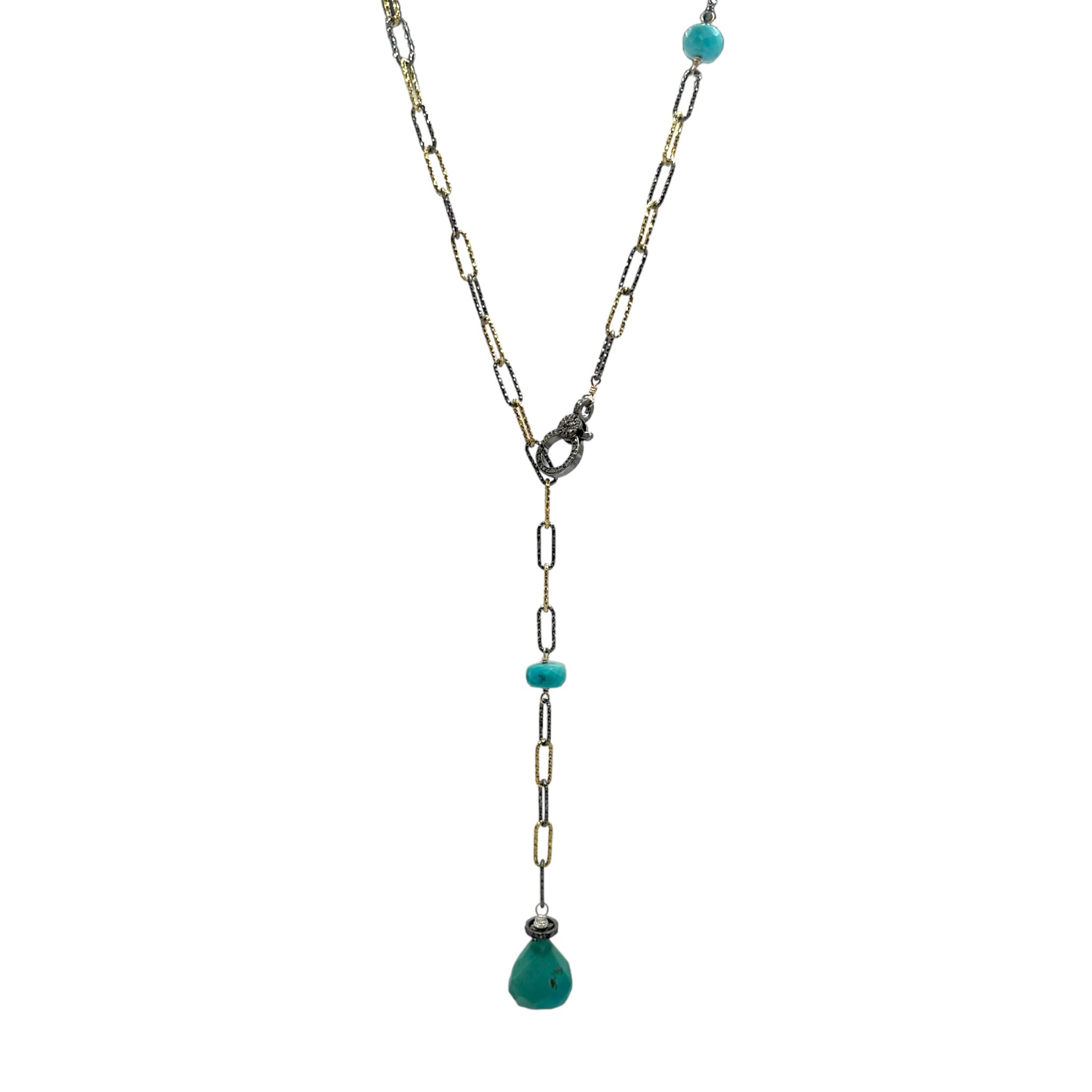 Mixed Metal Stone Lariat - Karlas Jewelry & Gifts