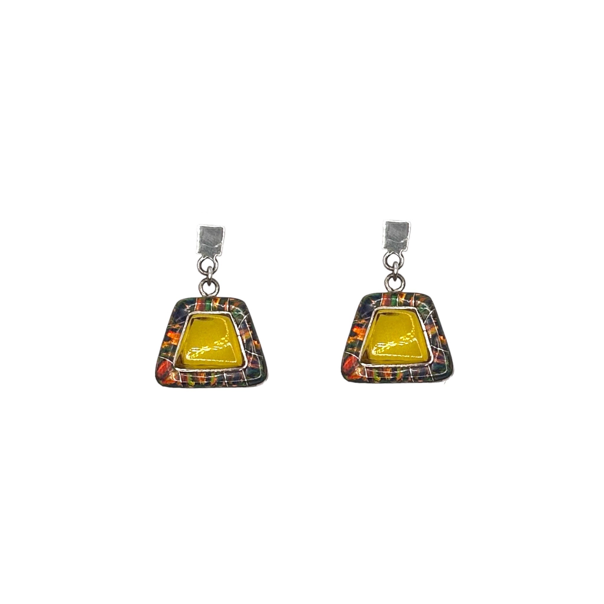 Amber + Black Fire Opal Earrings - Karlas Jewelry & Gifts