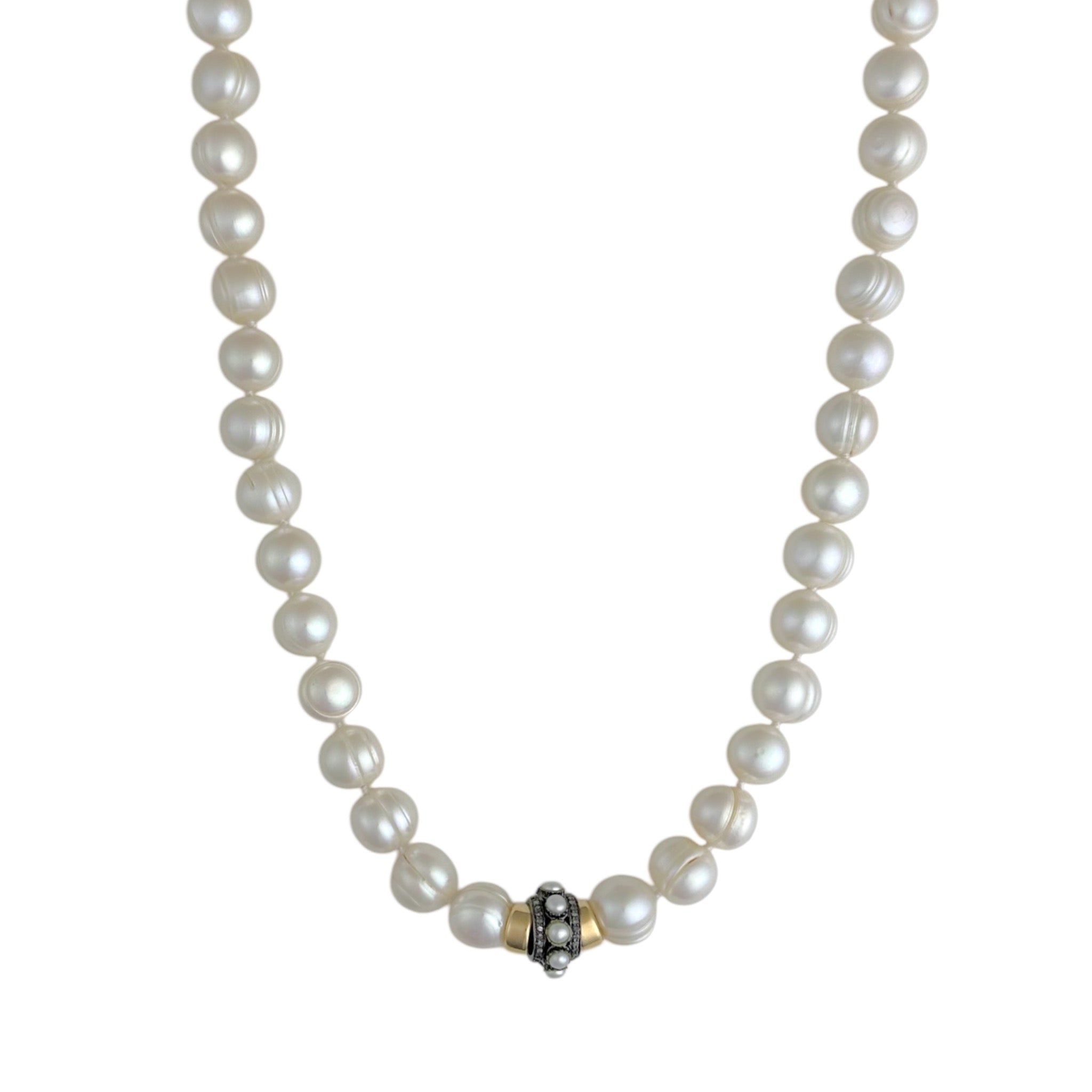 Multi Spacer + Diamond Pearl Necklace - Karlas Jewelry & Gifts