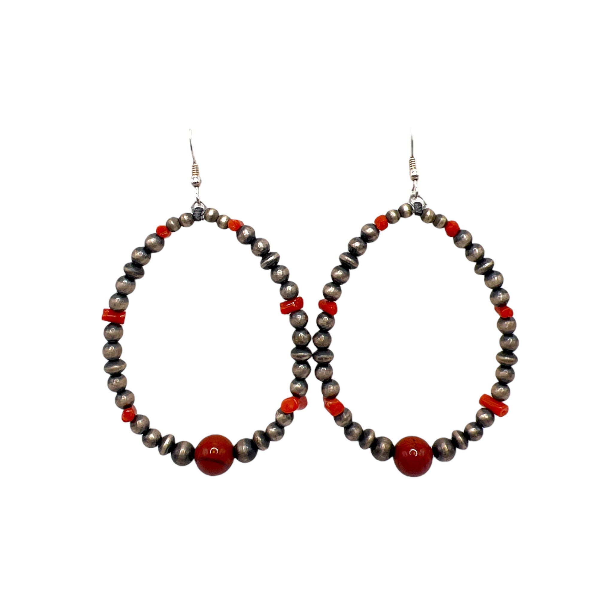 Navajo Pearl + Red Spiny Oyster Earrings - Karlas Jewelry & Gifts