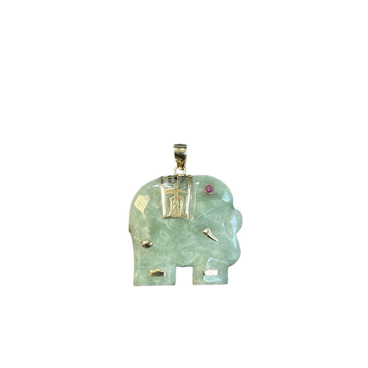 Solid 14k Jade Elephant 2024 Pendant