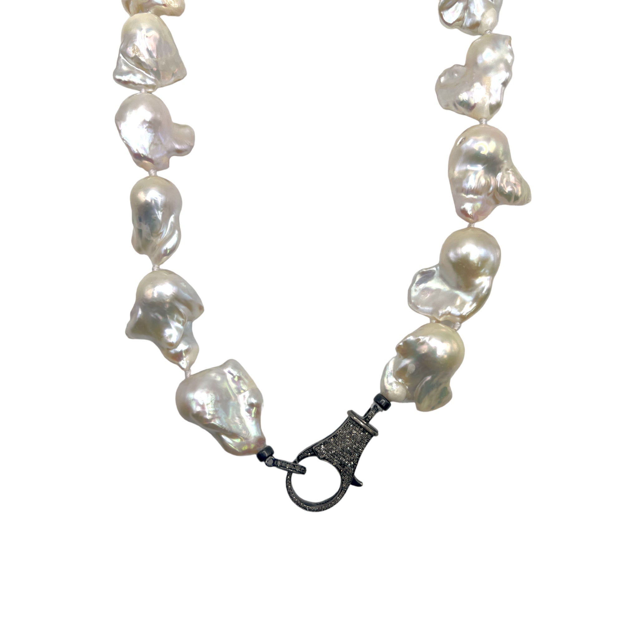 Baroque Pearl Diamond Lock Necklace - Karlas Jewelry & Gifts