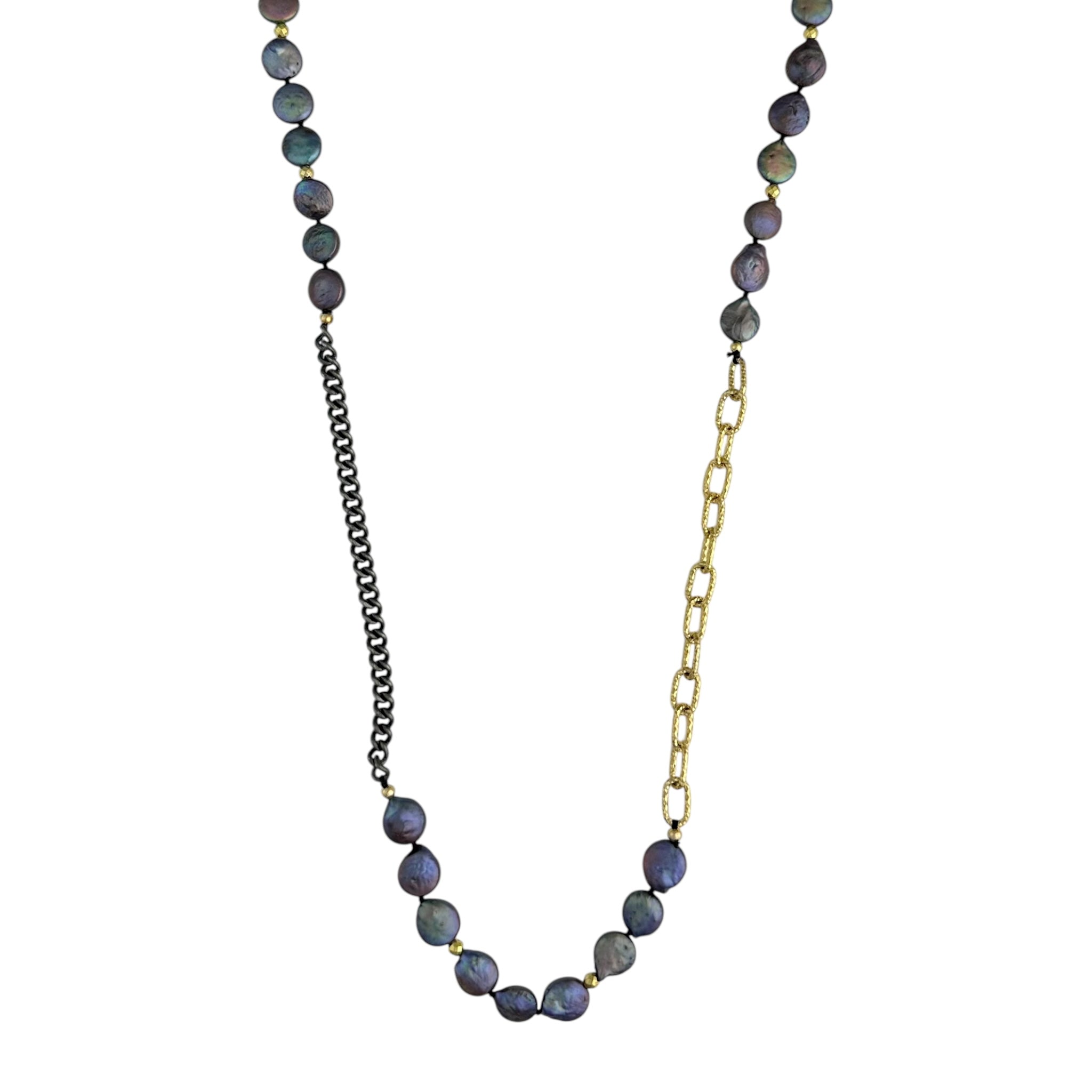 Grey Pearl Mixed Metal Necklace - Karlas Jewelry & Gifts