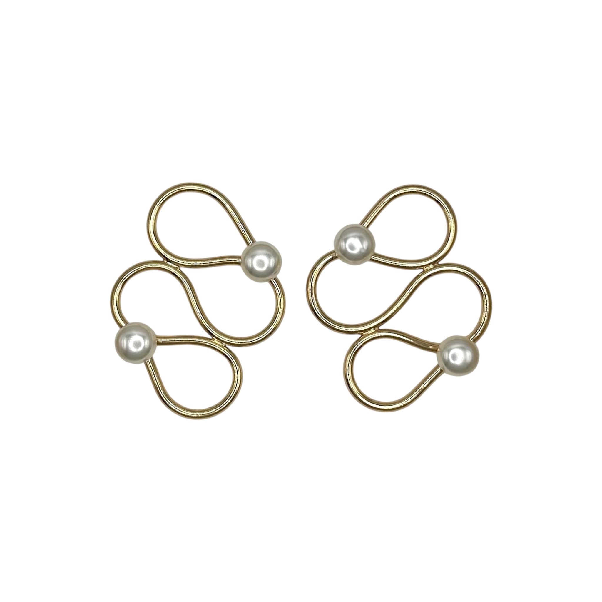 18K Gold Plated Twisted + Pearl Earrings - Karlas Jewelry & Gifts