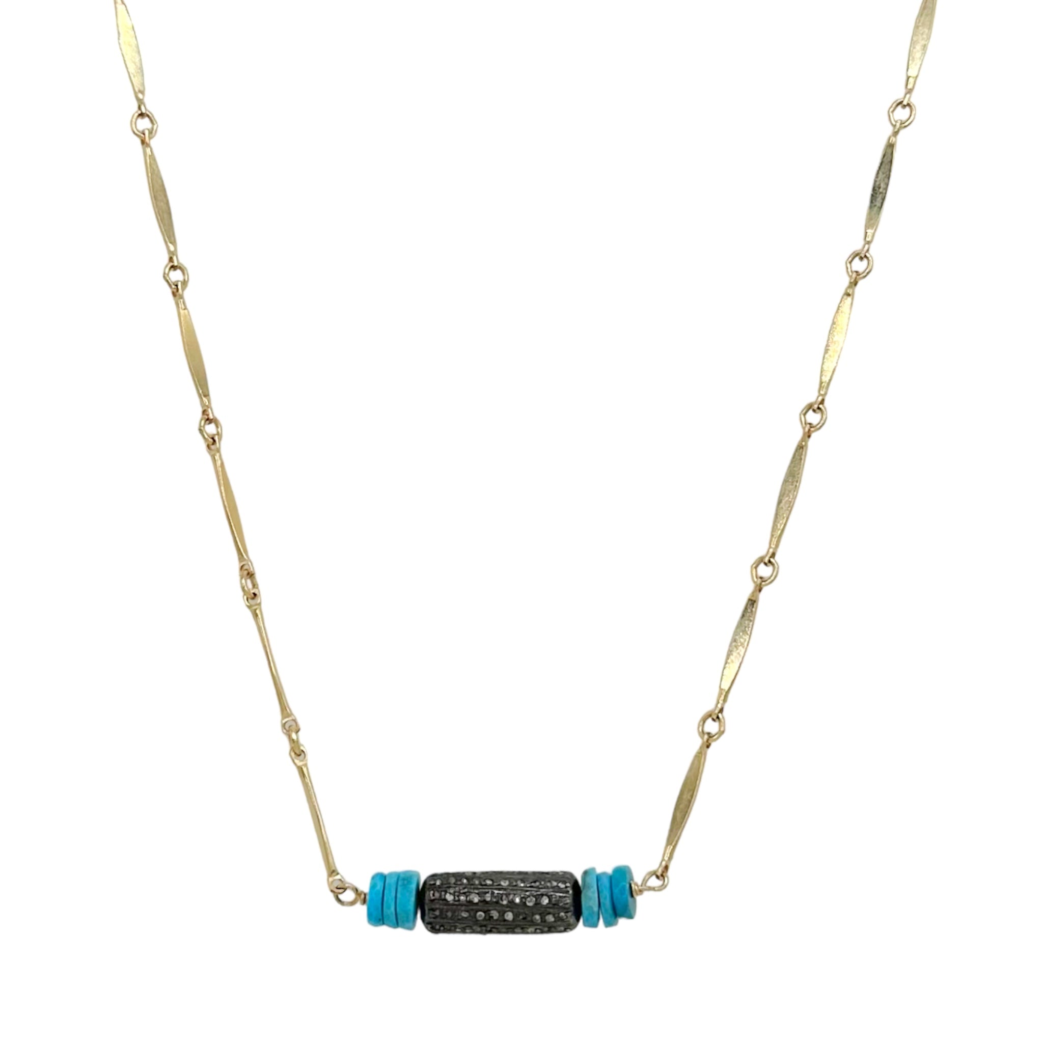 Diamond Tube + Stone Necklace - Karlas Jewelry & Gifts