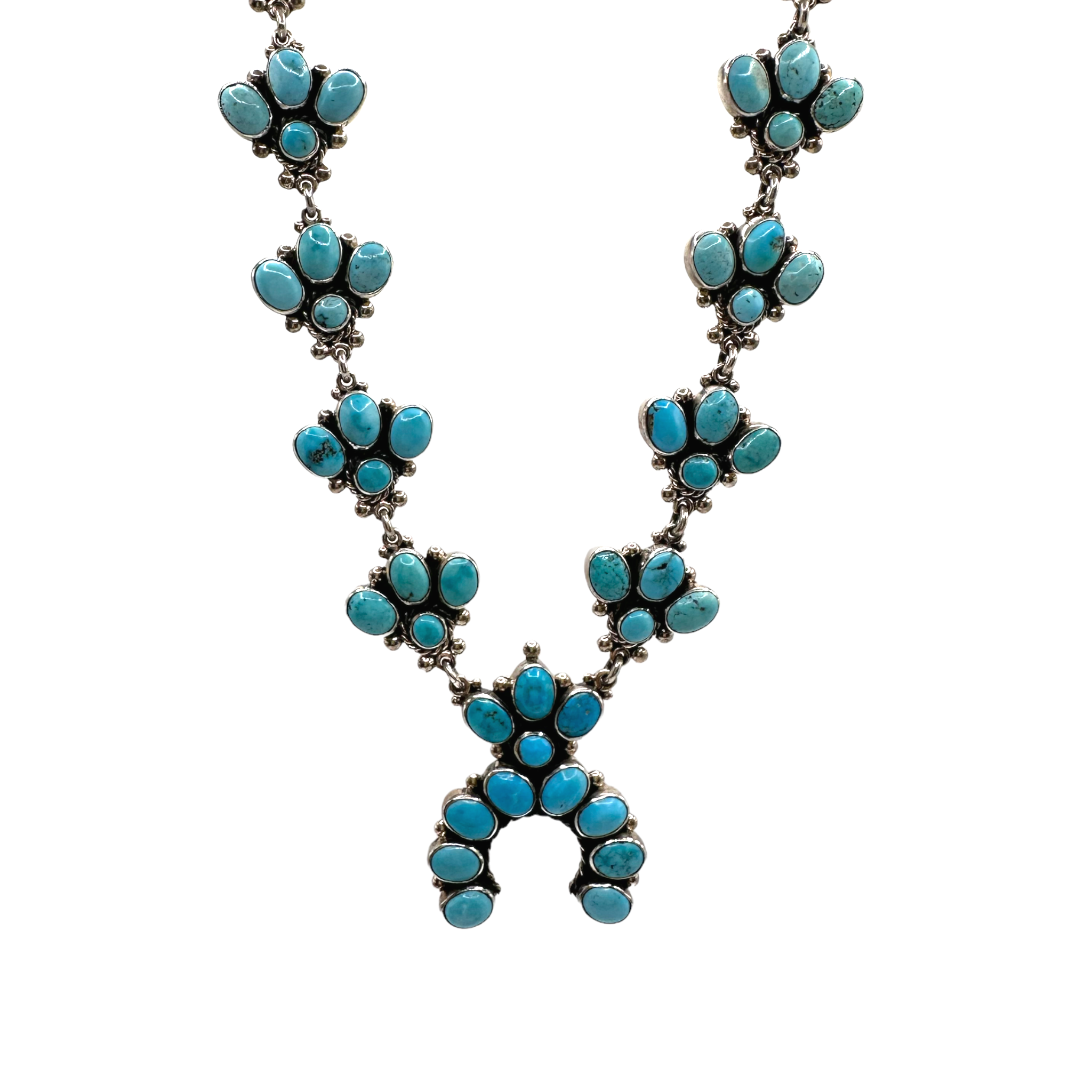 Mini Turquoise Link Chain Squash Blossom - Karlas Jewelry & Gifts