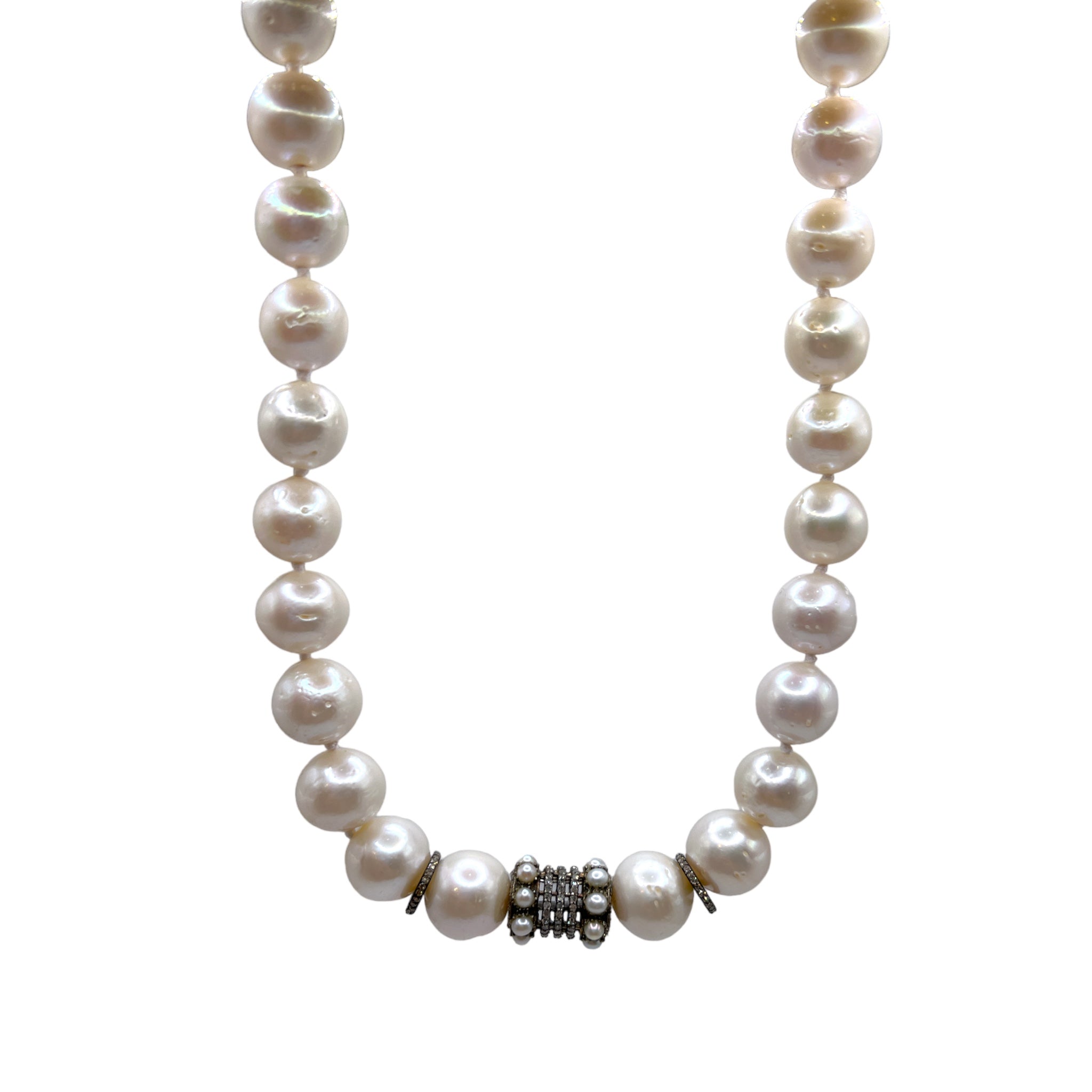 Diamond Barrel Pearl Necklace - Karlas Jewelry & Gifts