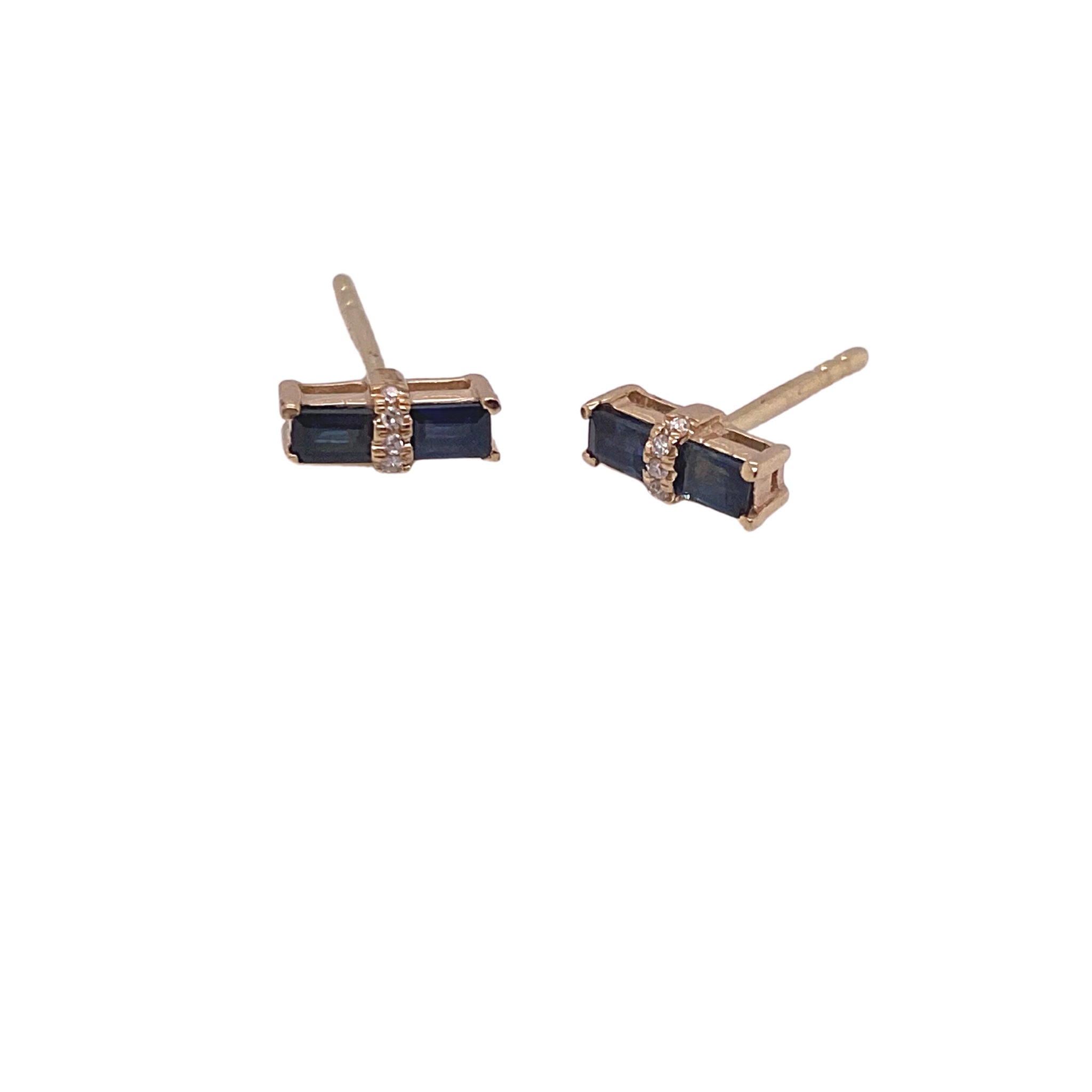 14k Blue Sapphire Studs + Diamonds - Karlas Jewelry & Gifts