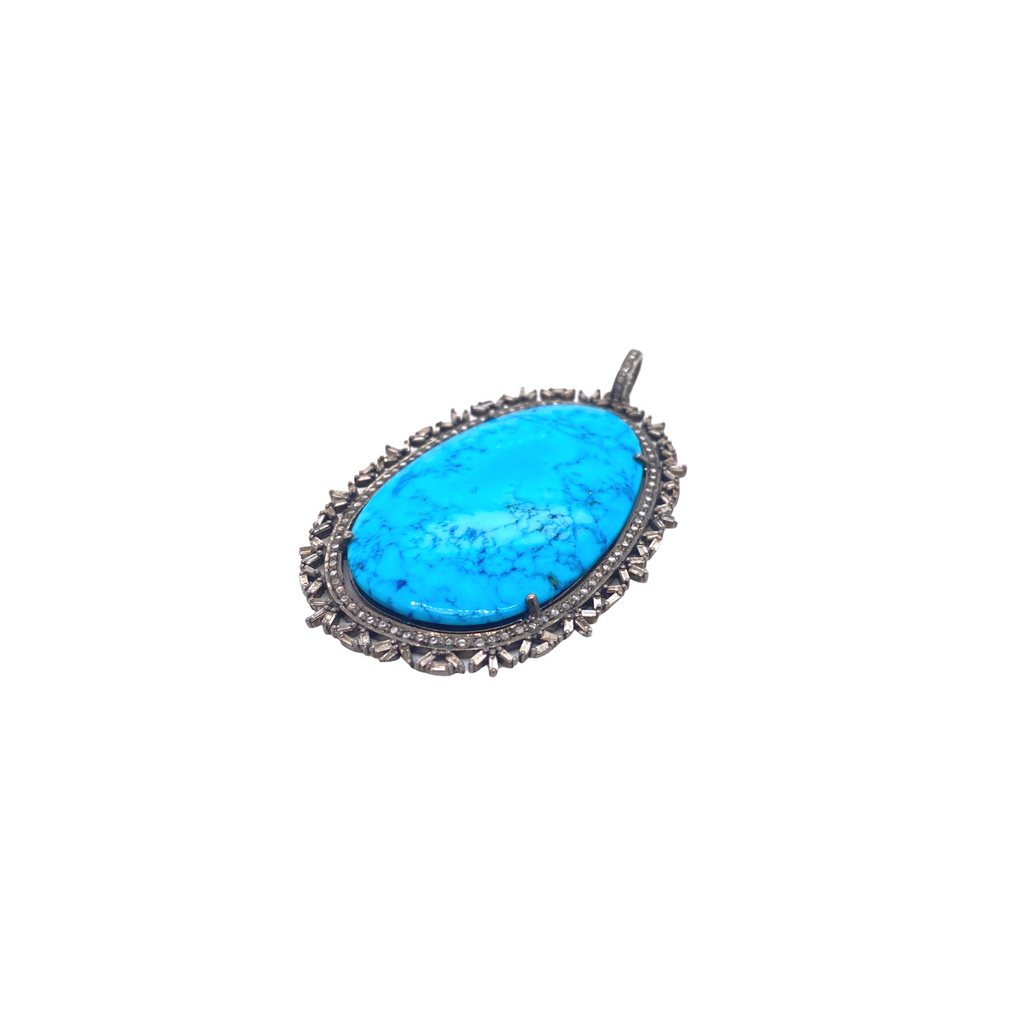 Sleeping Beauty + Baguette Diamond Pendant - Karlas Jewelry & Gifts