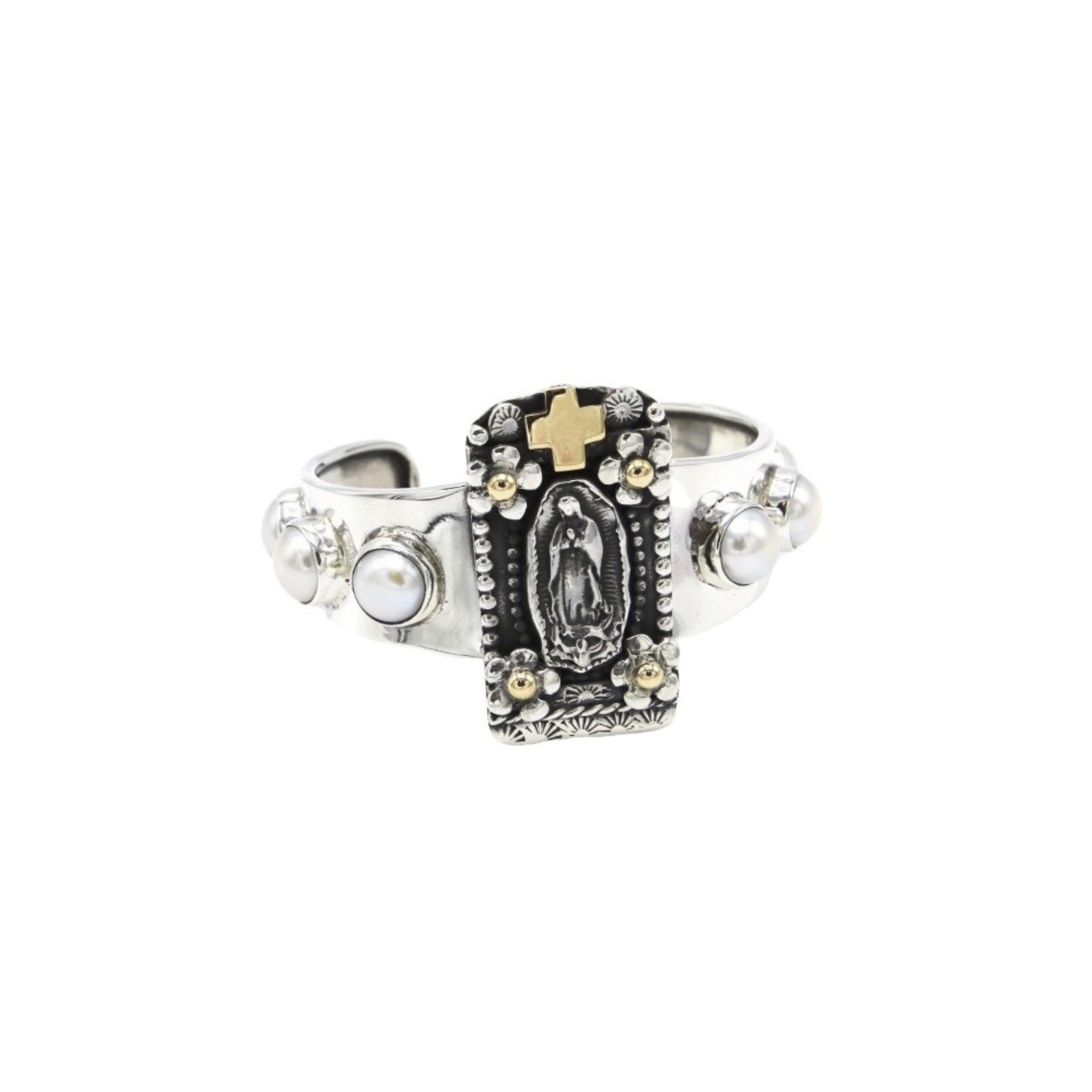VDG Cross Pearl Cuff - Karlas Jewelry & Gifts