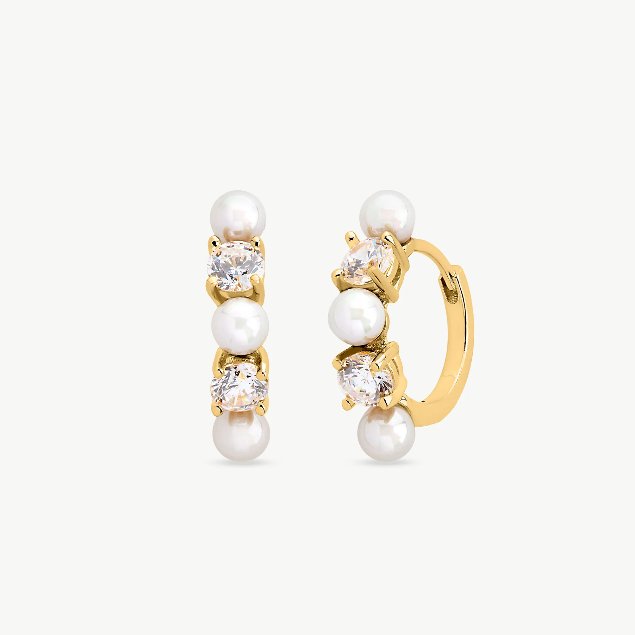 Majorica CZ + 4mm Pearl Hoops - Karlas Jewelry & Gifts