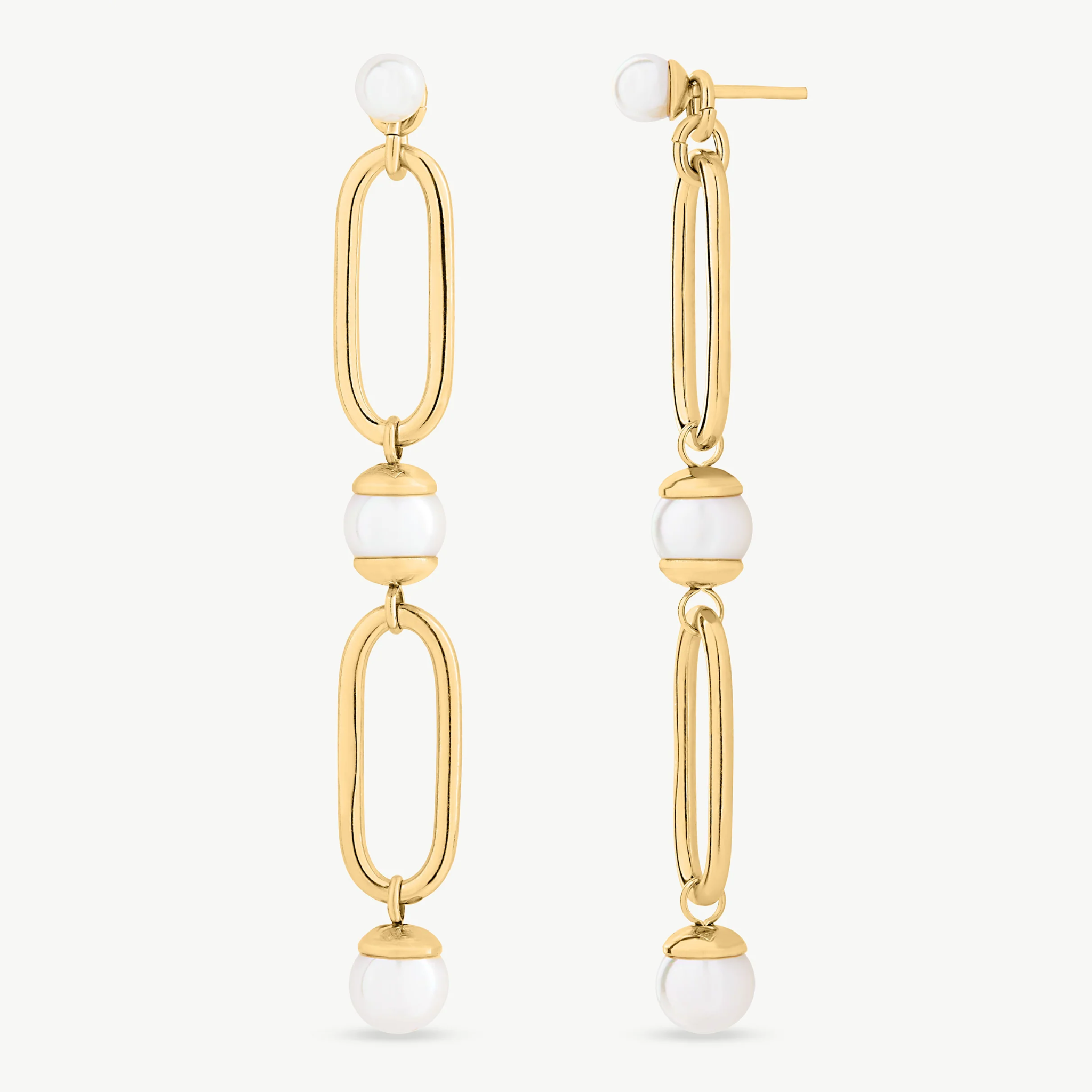 Majorica Long Link Pearl Earrings - Karlas Jewelry & Gifts
