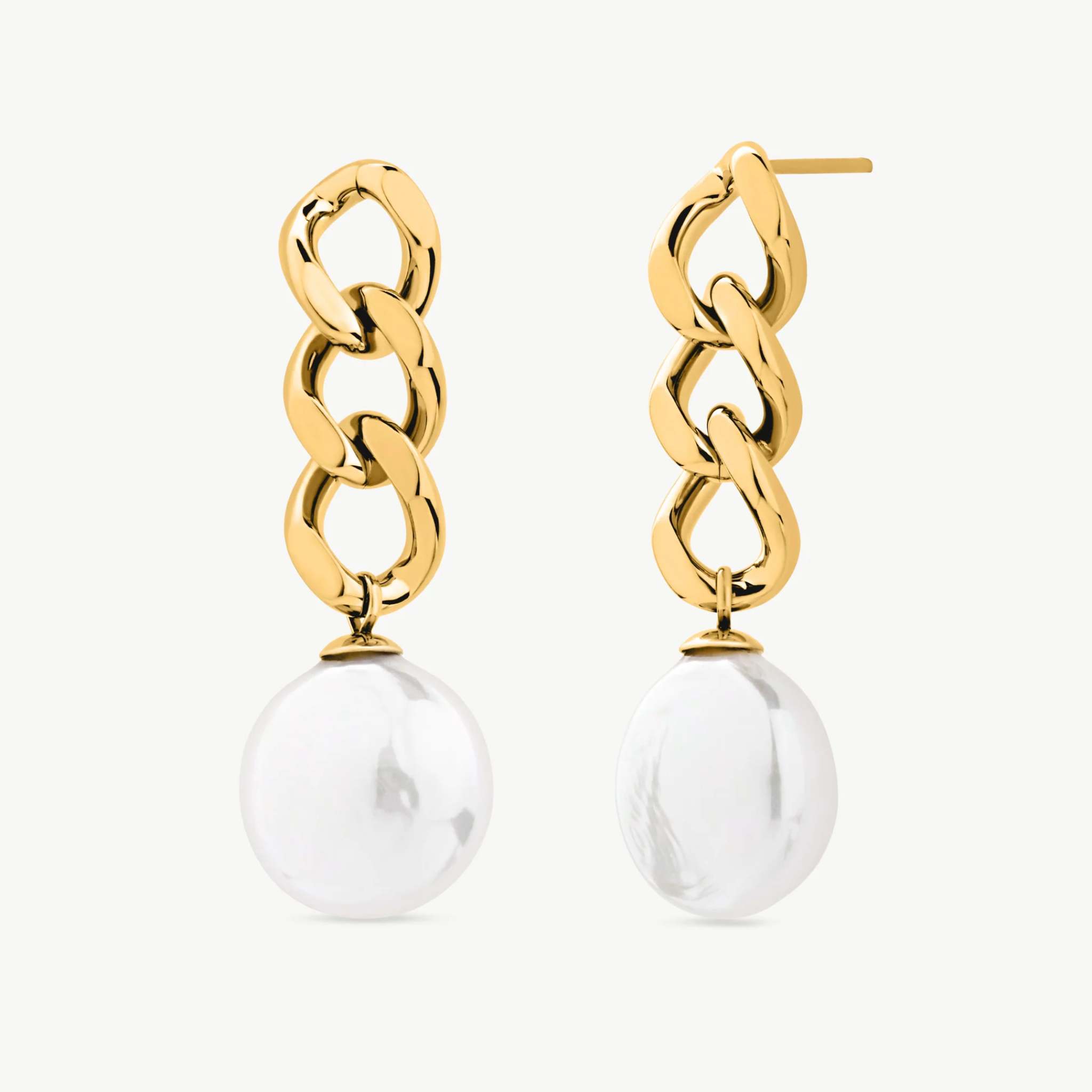 Chain Puffy Pearl Earrings - Karlas Jewelry & Gifts