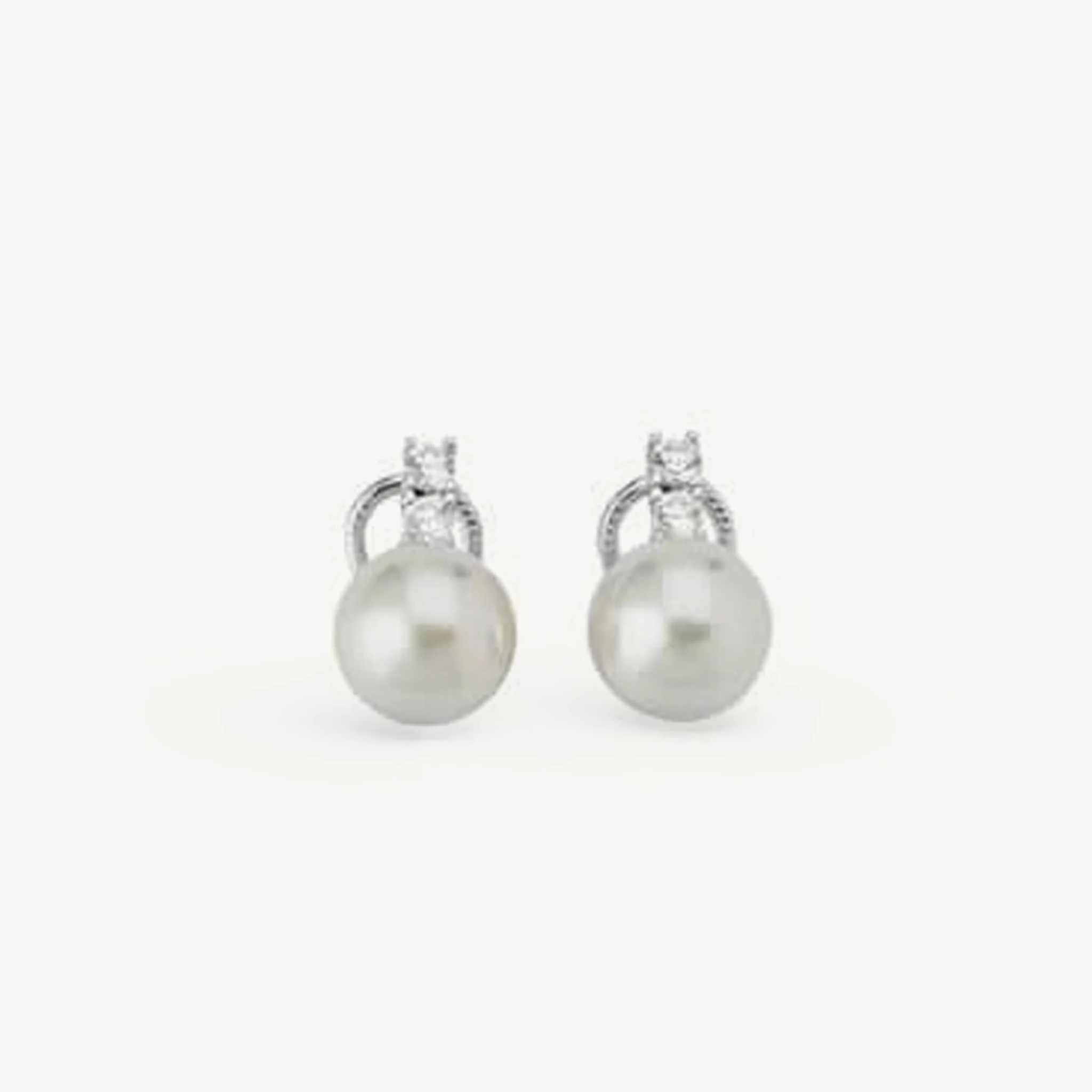 Selene 10mm Pearl + 2Cz Earrings - Karlas Jewelry & Gifts