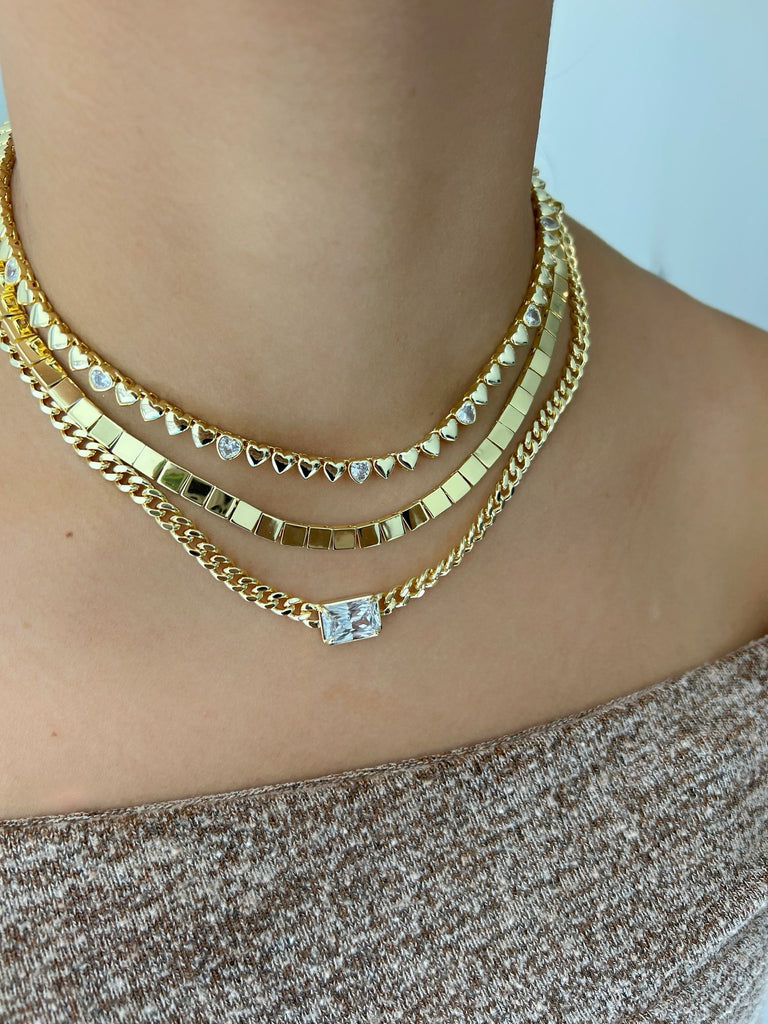 Emerald Cut CZ + Cuban Necklace - Karlas Jewelry & Gifts