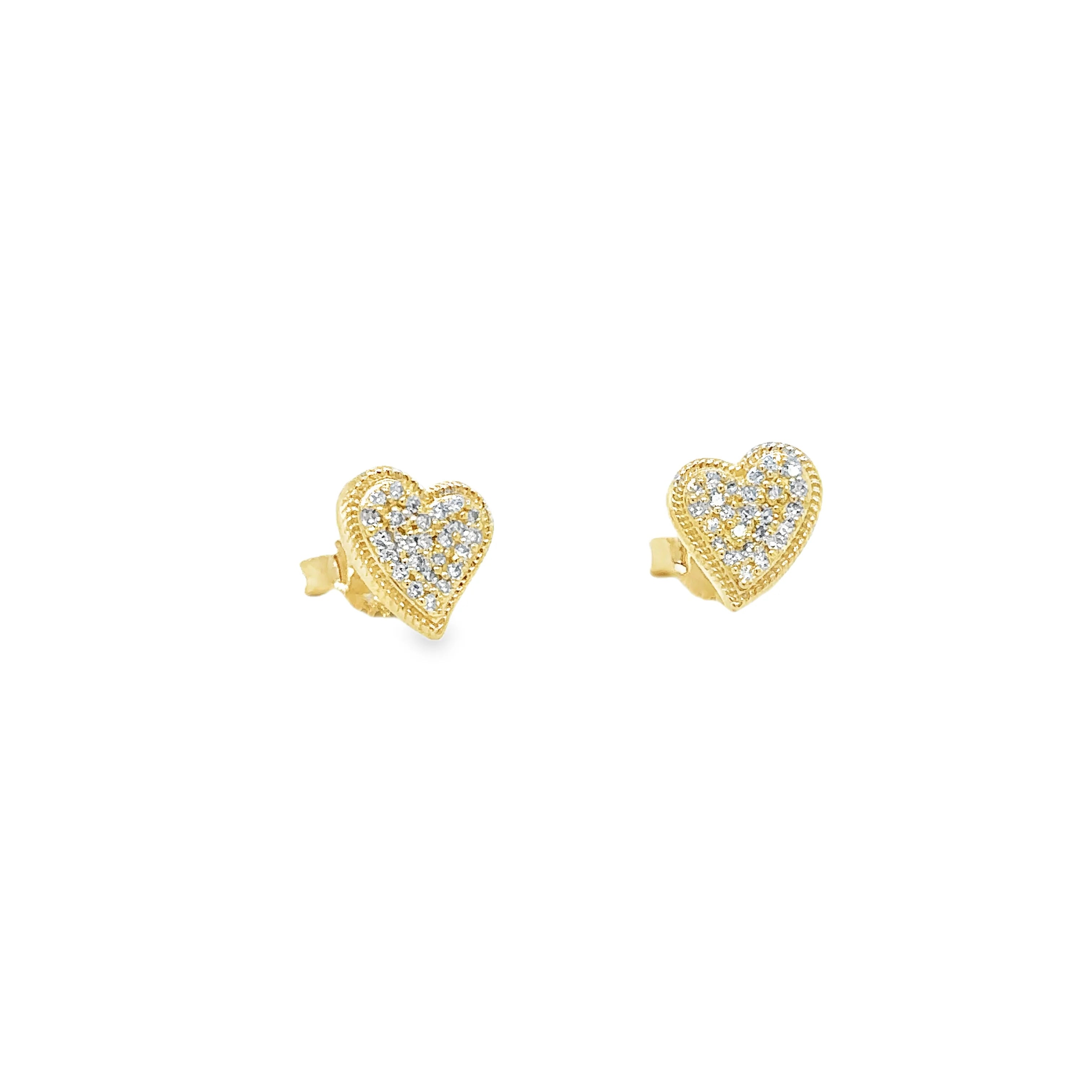 14K Diamond Wavy Heart Studs - Karlas Jewelry & Gifts