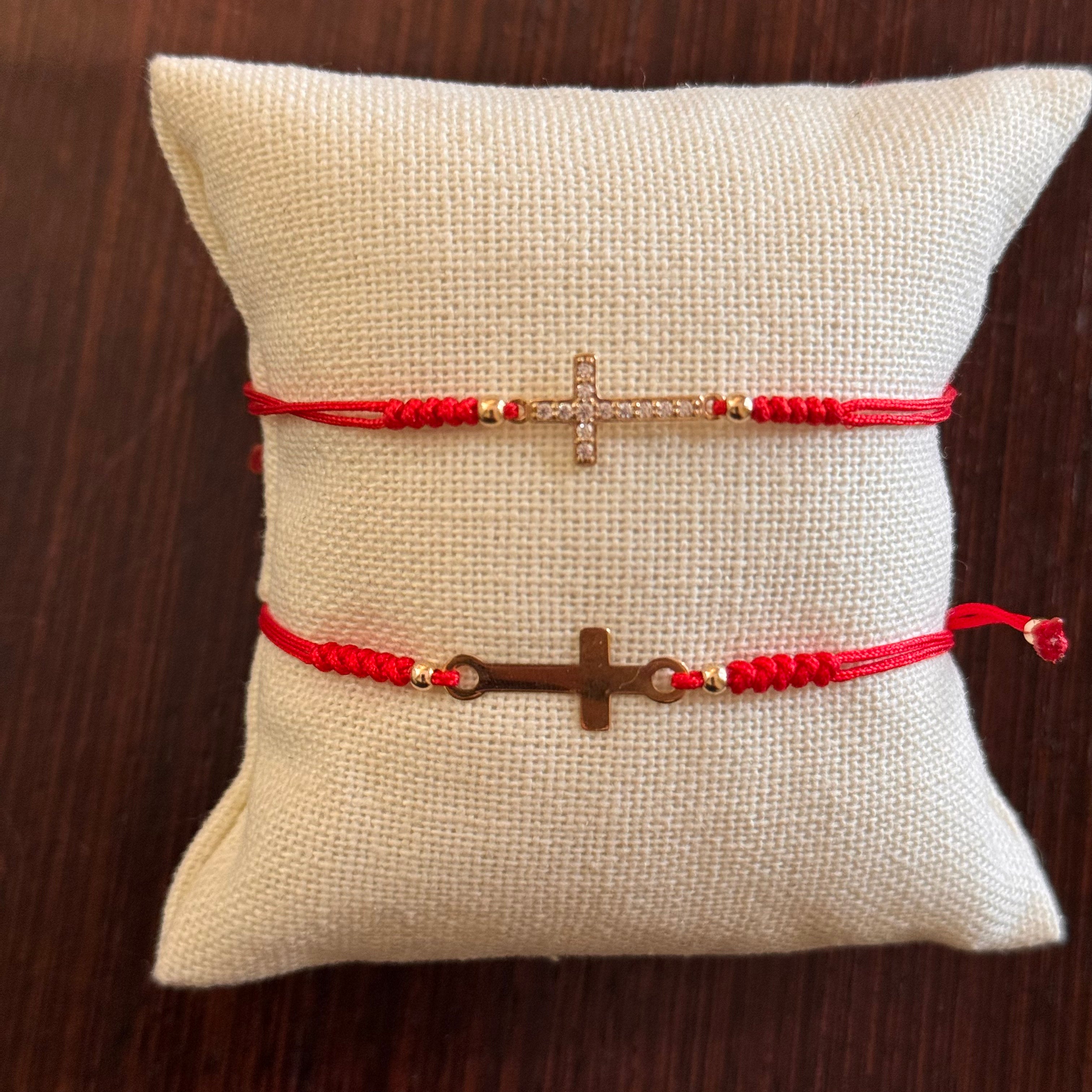 14K Gold Cross String Bracelet - Karlas Jewelry & Gifts