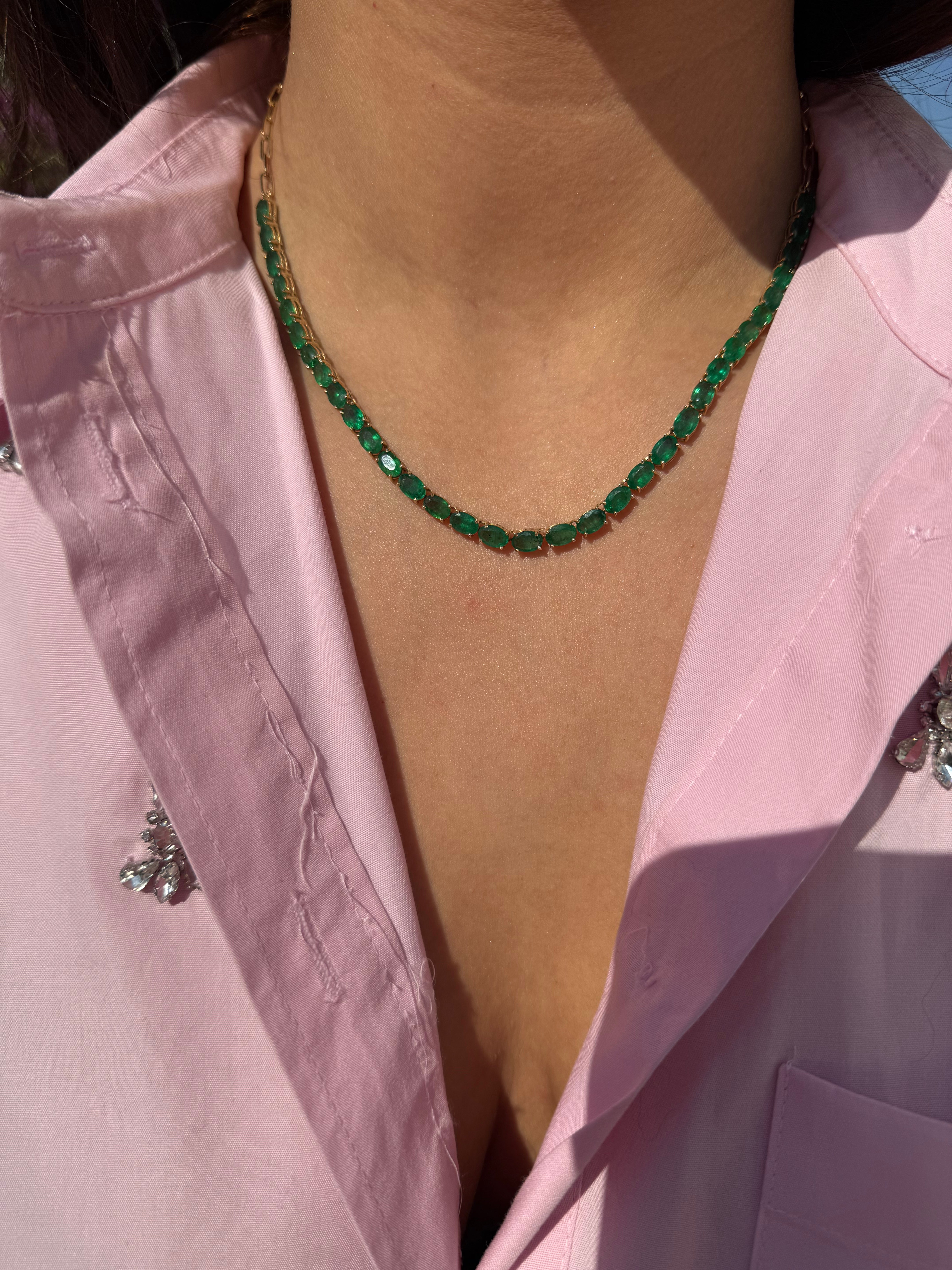 14k Gold Emerald Tennis Necklace - Karlas Jewelry & Gifts