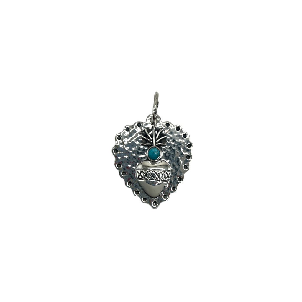 Turquoise Sacred Heart Pendant - Karlas Jewelry & Gifts