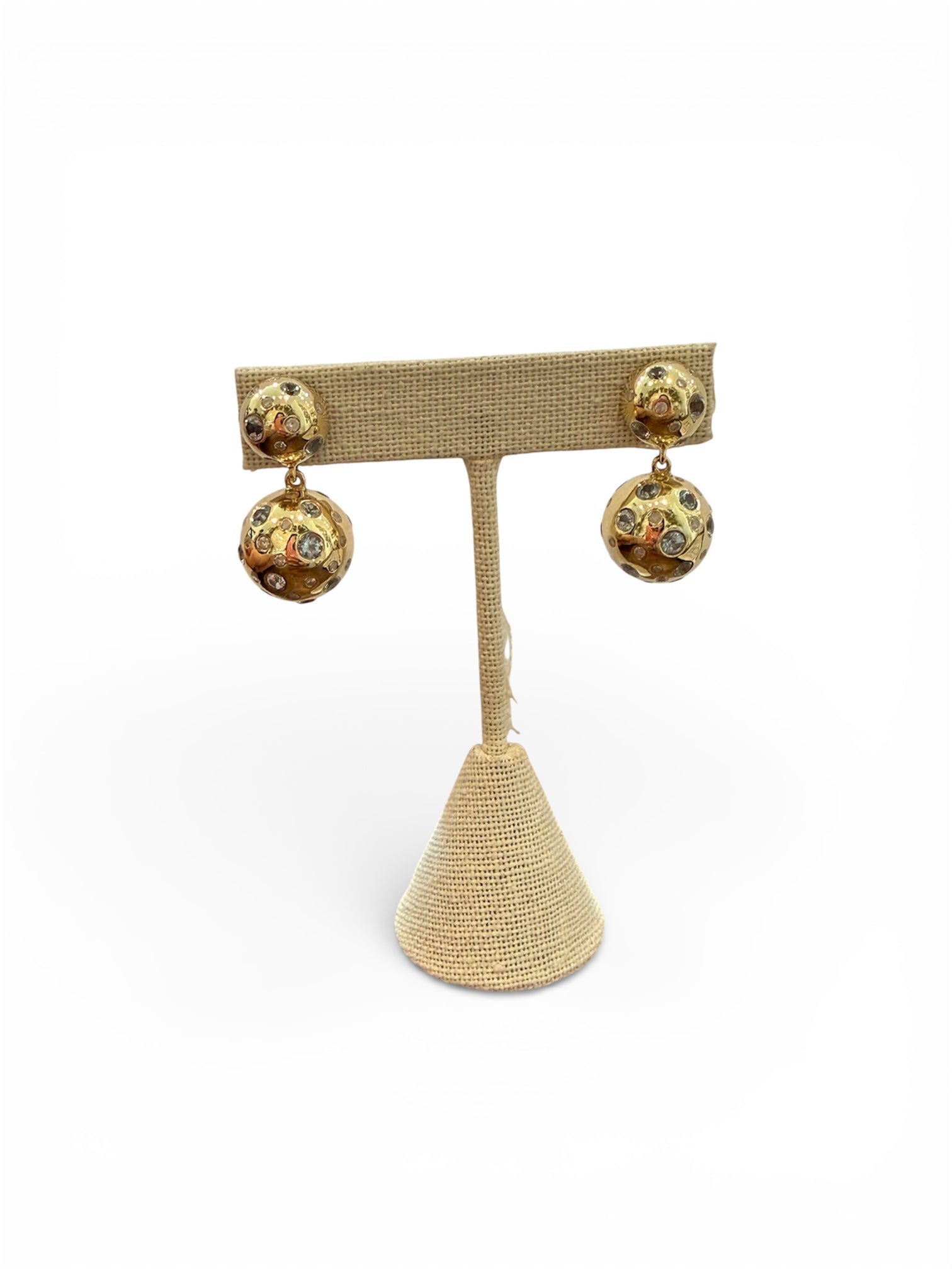 14k Gold Diamond + Aquamarine Beaded Earrings - Karlas Jewelry & Gifts