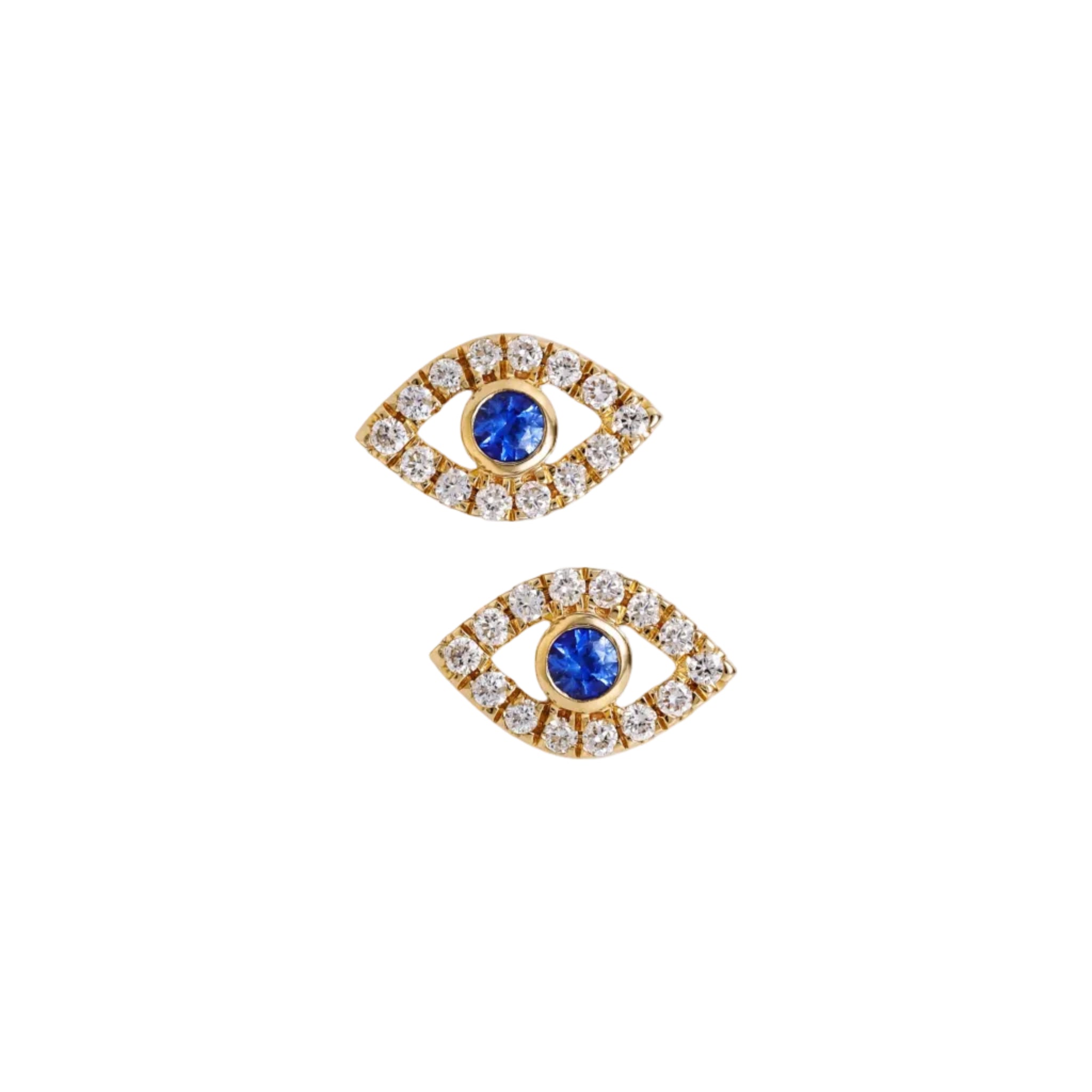 14K Diamond Sapphire Eye Studs - Karlas Jewelry & Gifts