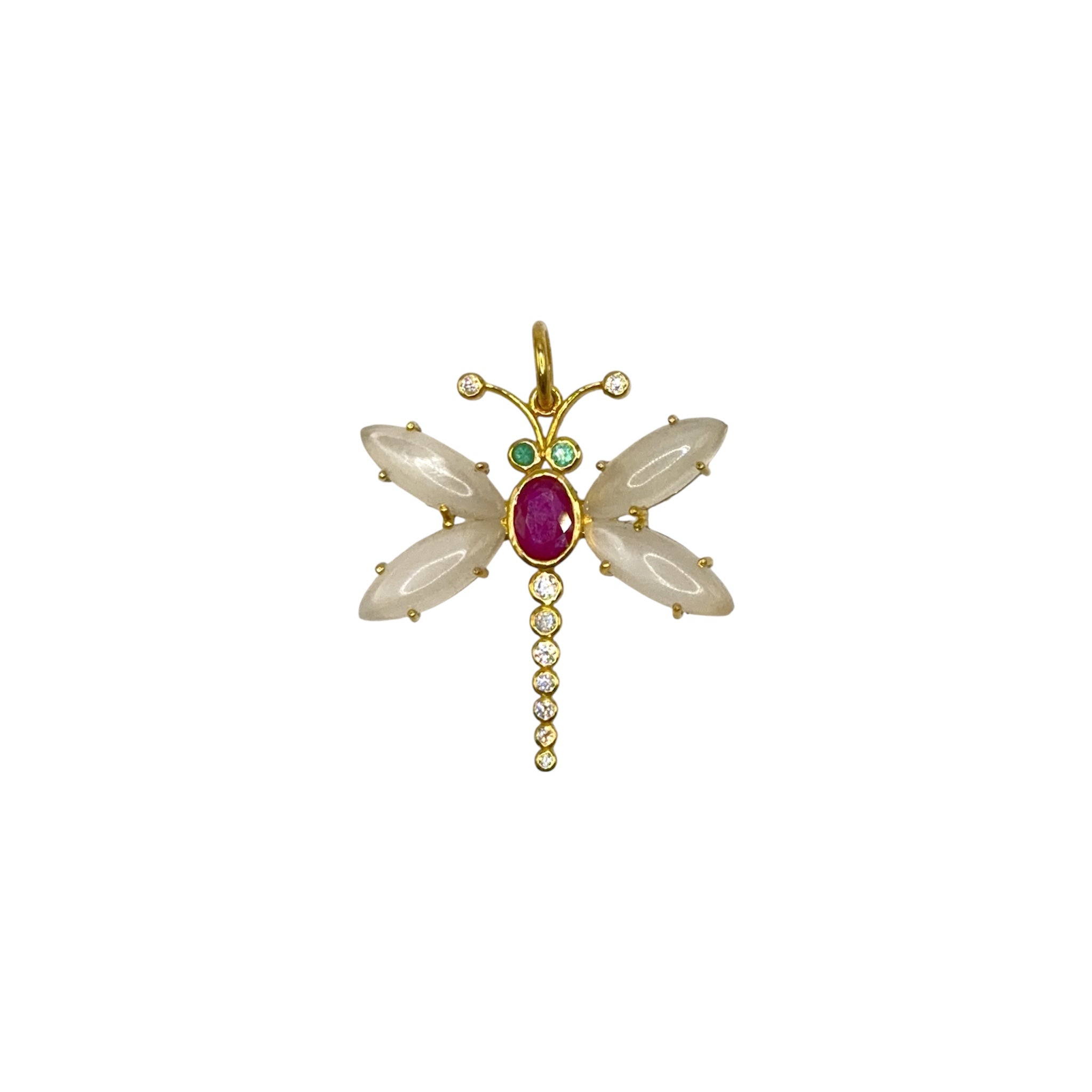 14K Moonstone Dragonfly Pendant - Karlas Jewelry & Gifts