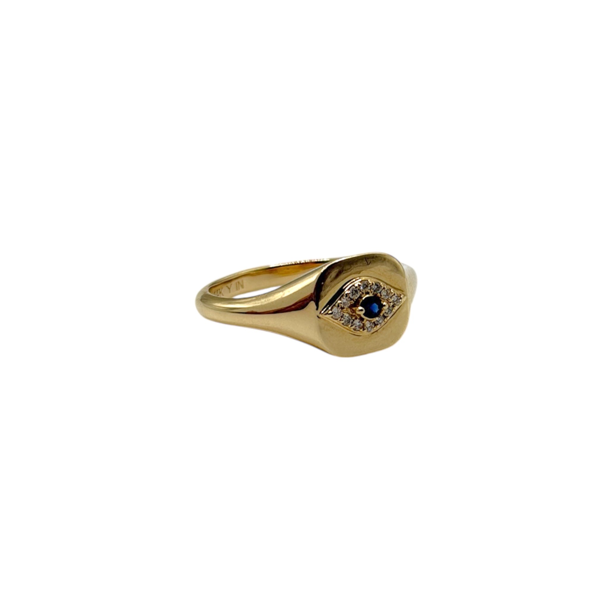 14k Diamond Evil Eye Signet Ring - Karlas Jewelry & Gifts