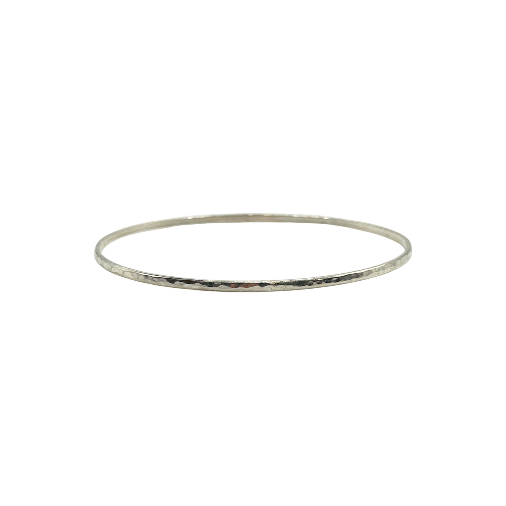 Silver Thin Hammered Bangle - Karlas Jewelry & Gifts