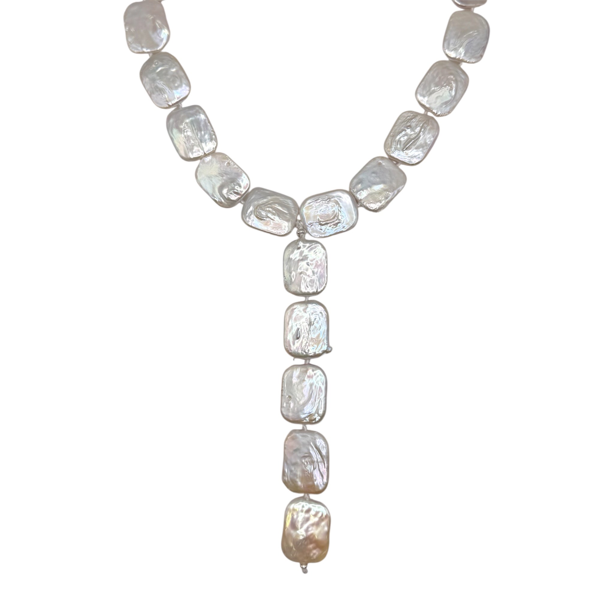 Flat Square Pearl Lariat Necklace - Karlas Jewelry & Gifts