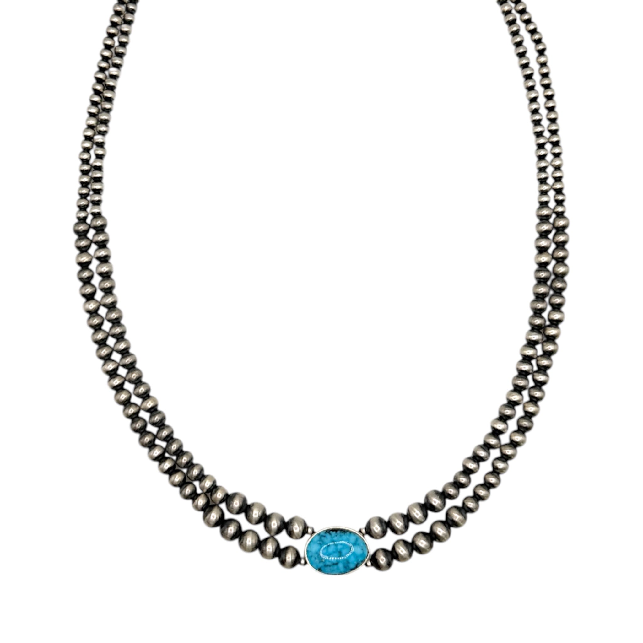 Double Navajo Pearl + Stone Choker - Karlas Jewelry & Gifts