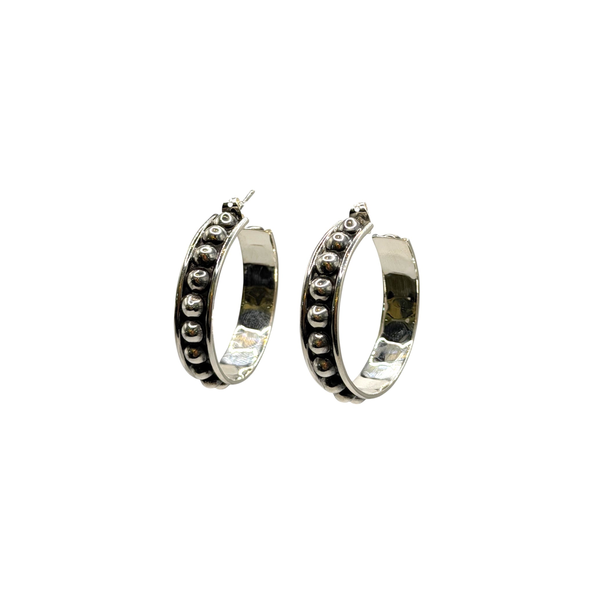 Silver Beaded Hoops - Karlas Jewelry & Gifts