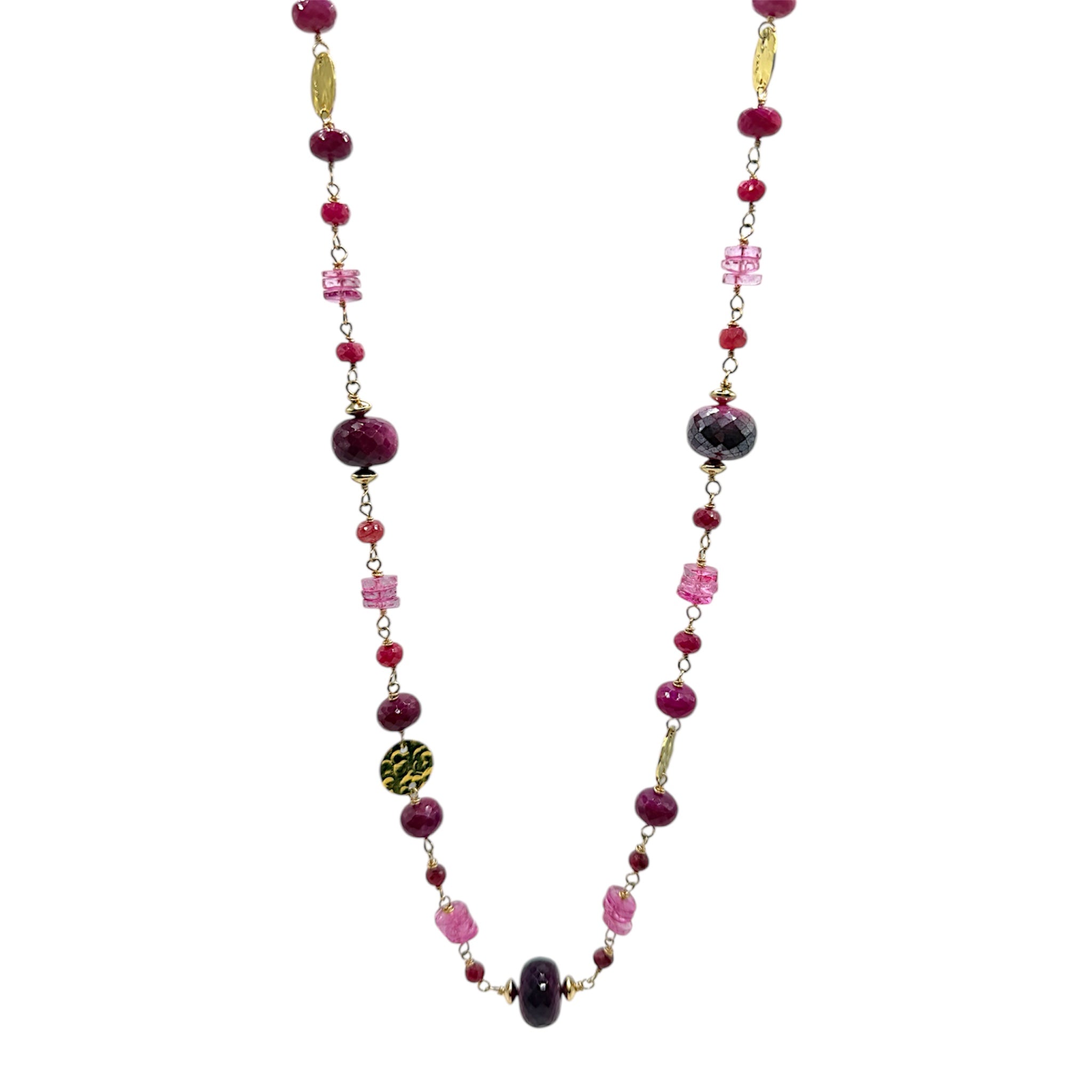 Long Disc + Stone Wired Necklace - Karlas Jewelry & Gifts