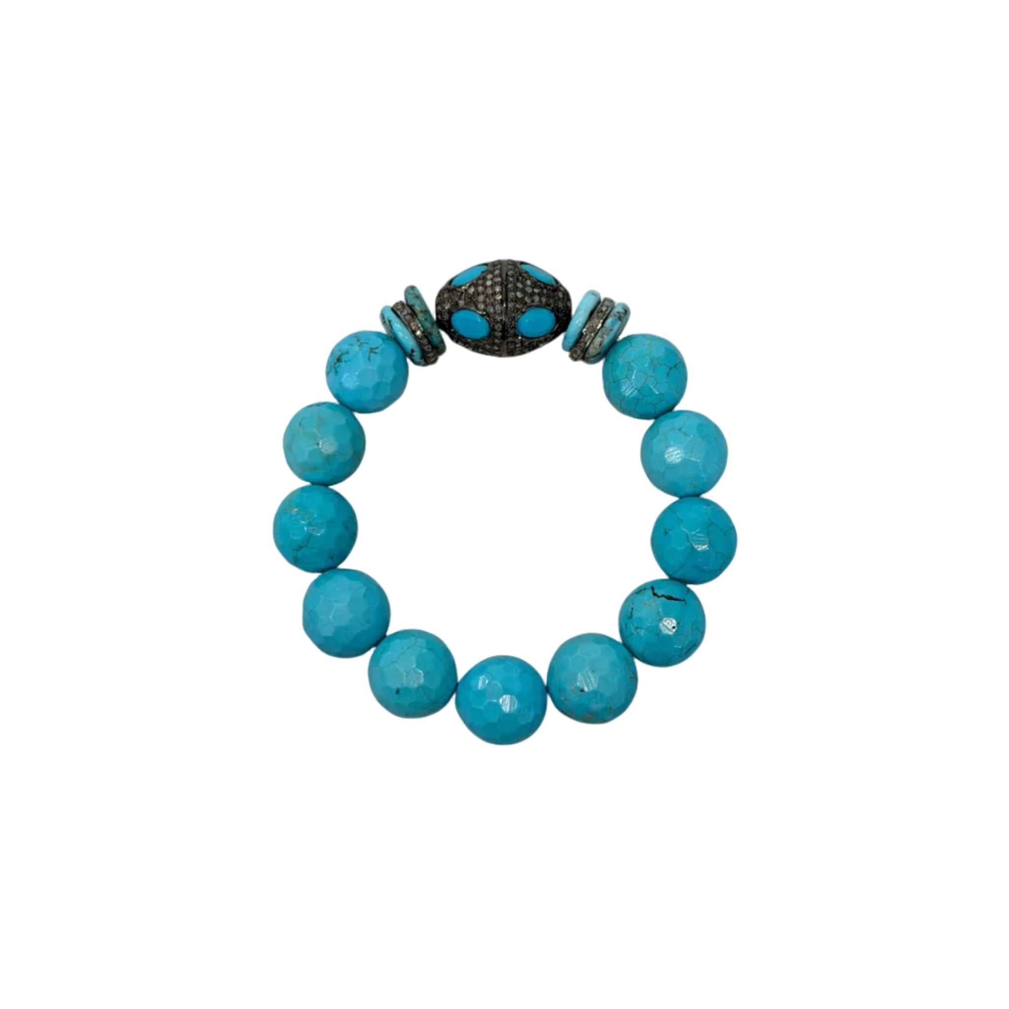 Turquoise + Diamond Barrel Bracelet - Karlas Jewelry & Gifts