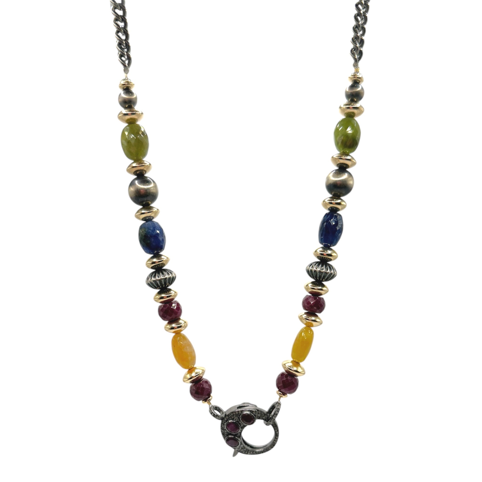 Navajo Pearl + Curb Link Lock Necklace - Karlas Jewelry & Gifts