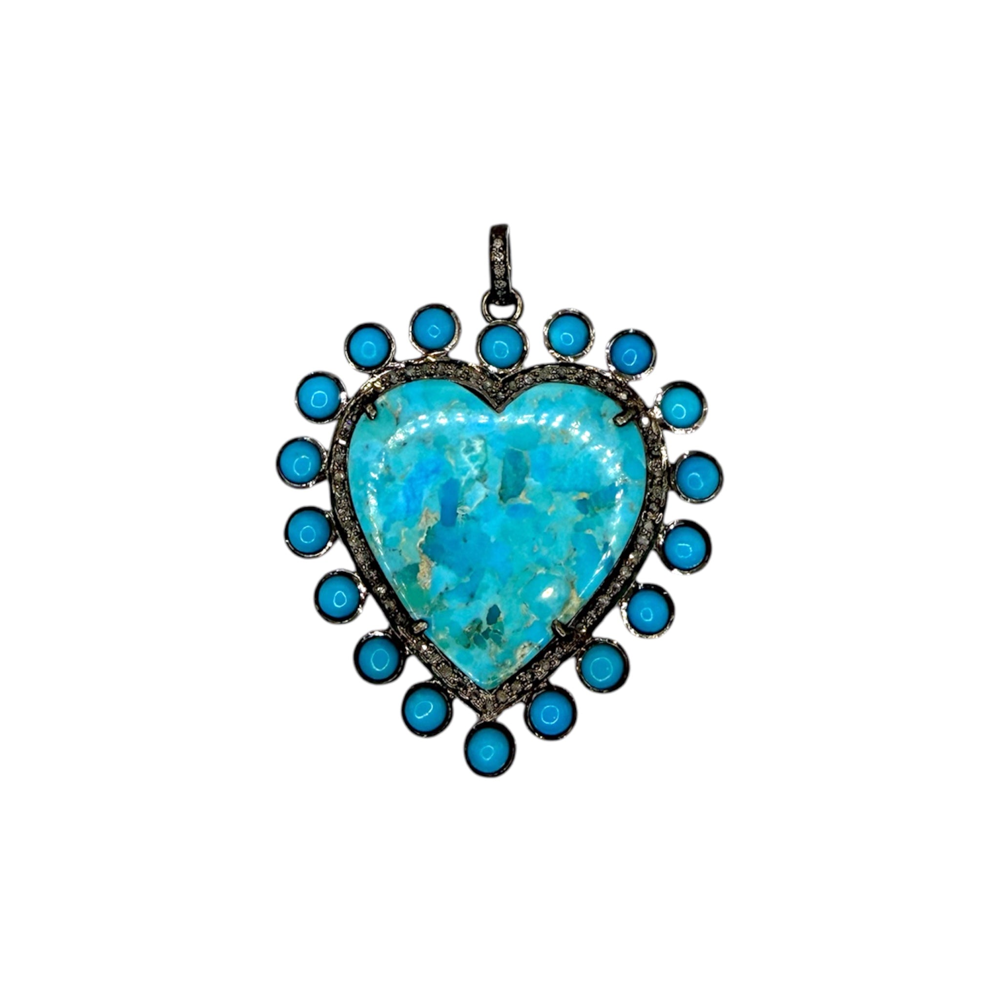Turquoise Diamond Heart Pendant - Karlas Jewelry & Gifts
