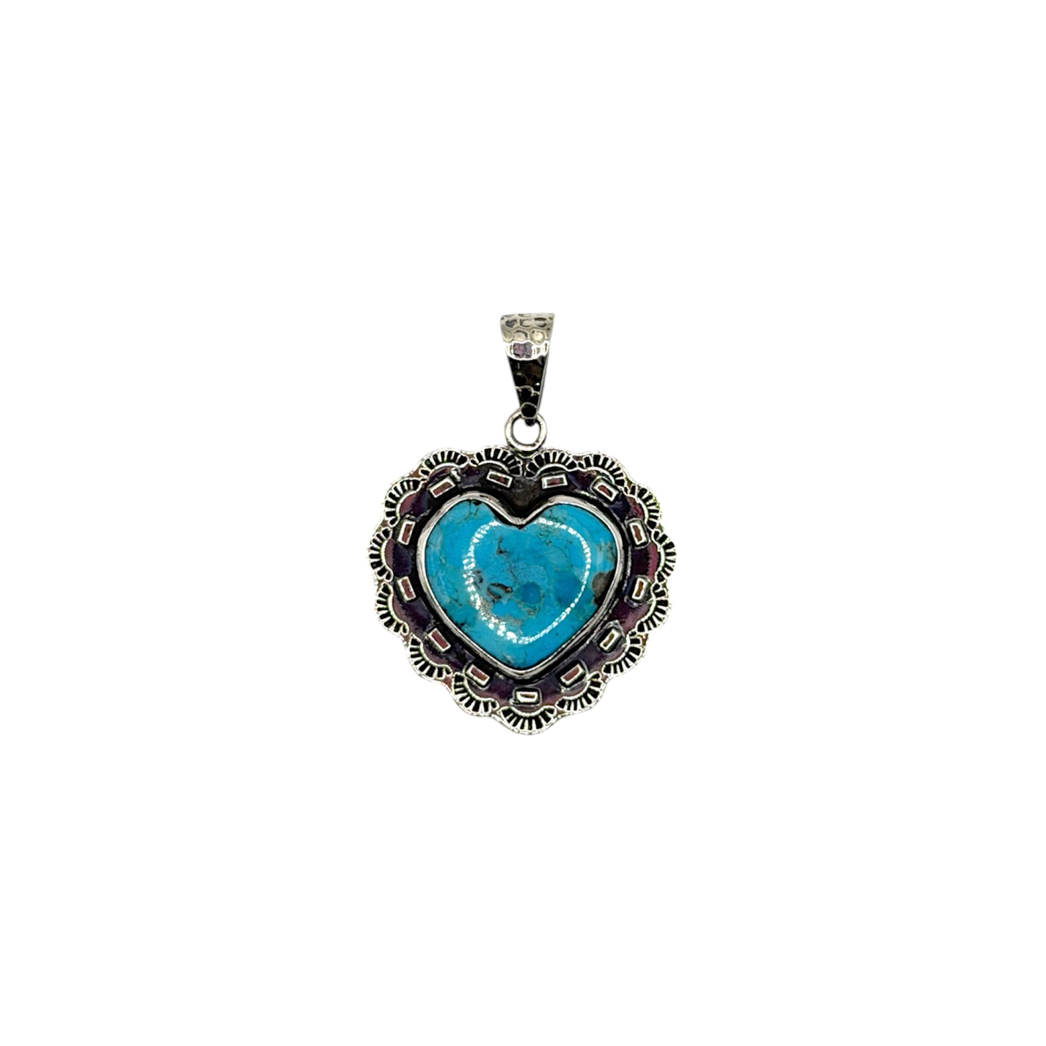 Scallop Turquoise Heart Pendant - Karlas Jewelry & Gifts