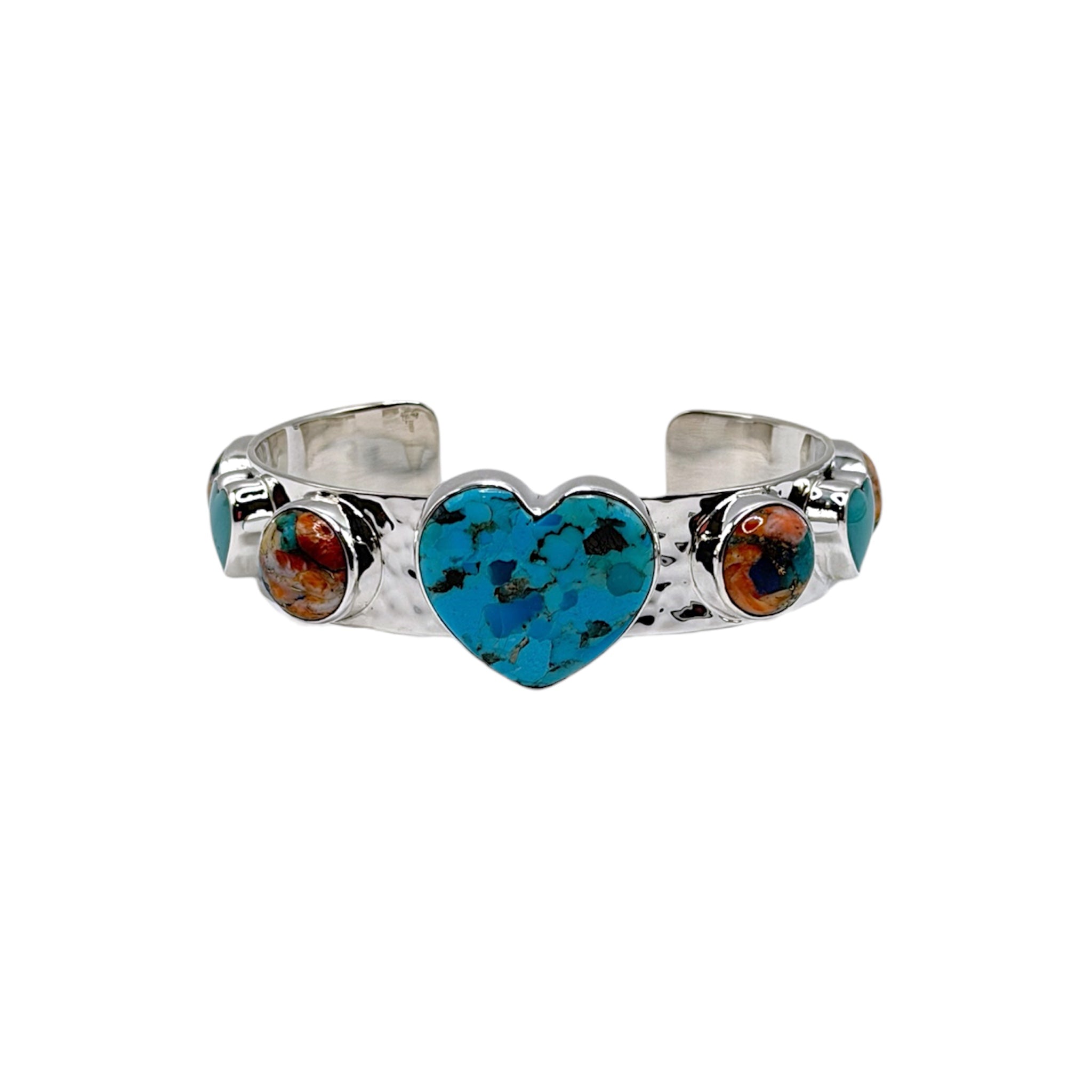 Turquoise + Dahlia Heart Cuff - Karlas Jewelry & Gifts