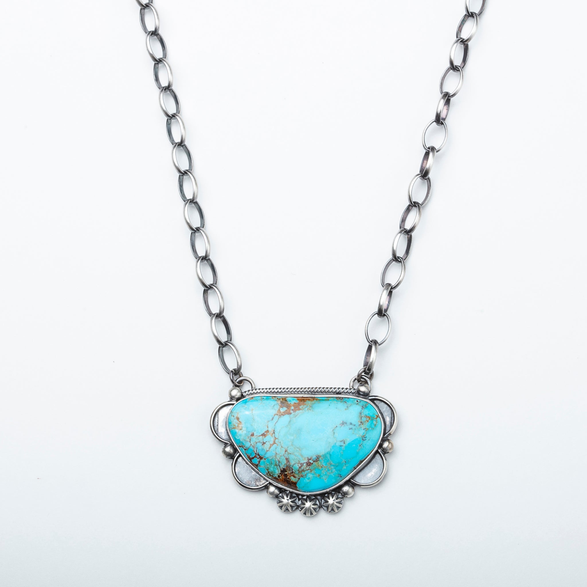 Kingman Turquoise + Link Chain Necklace - Karlas Jewelry & Gifts