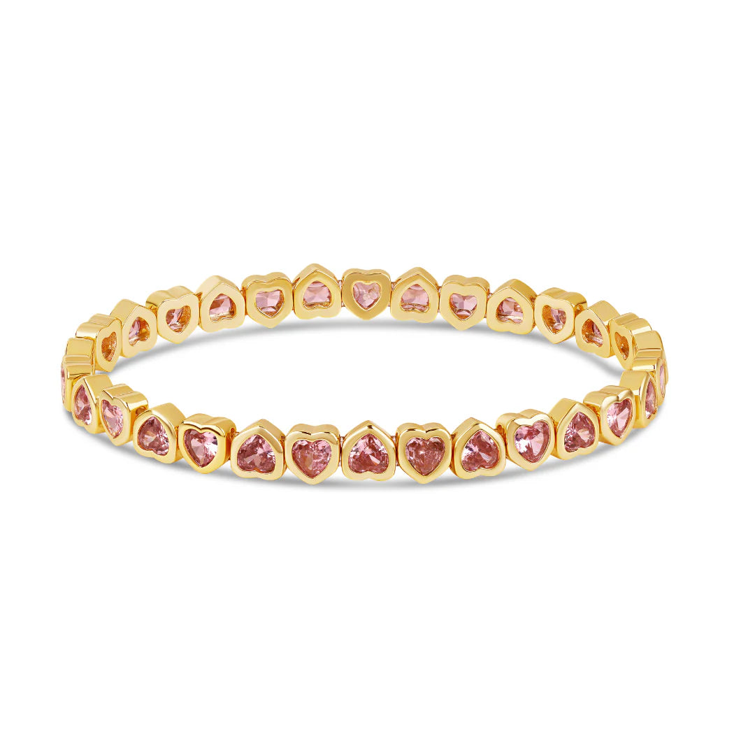 Mini Bezel Heart Stretchy Bracelet - Karlas Jewelry & Gifts