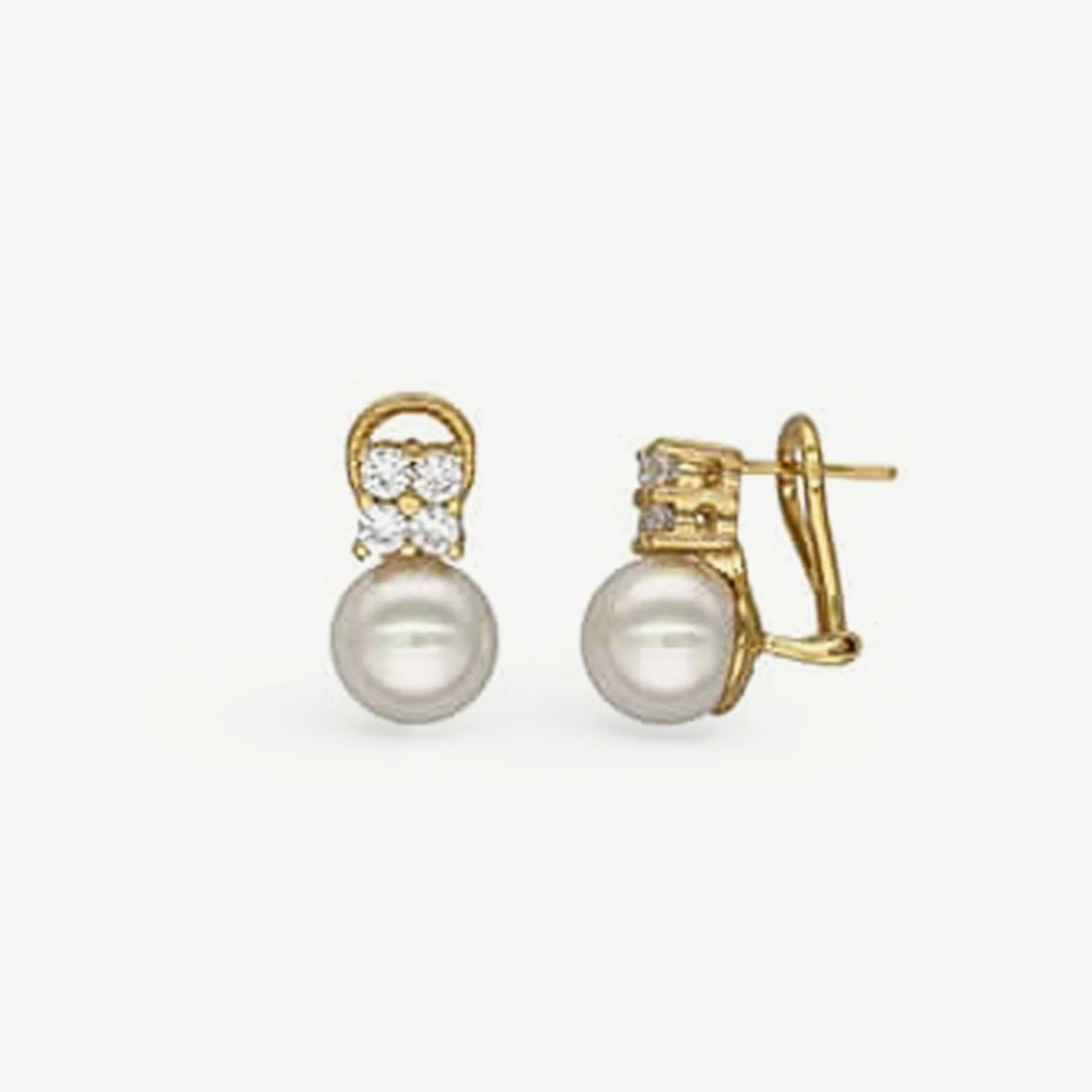 Selene 10mm Pearl + Cz Earrings - Karlas Jewelry & Gifts