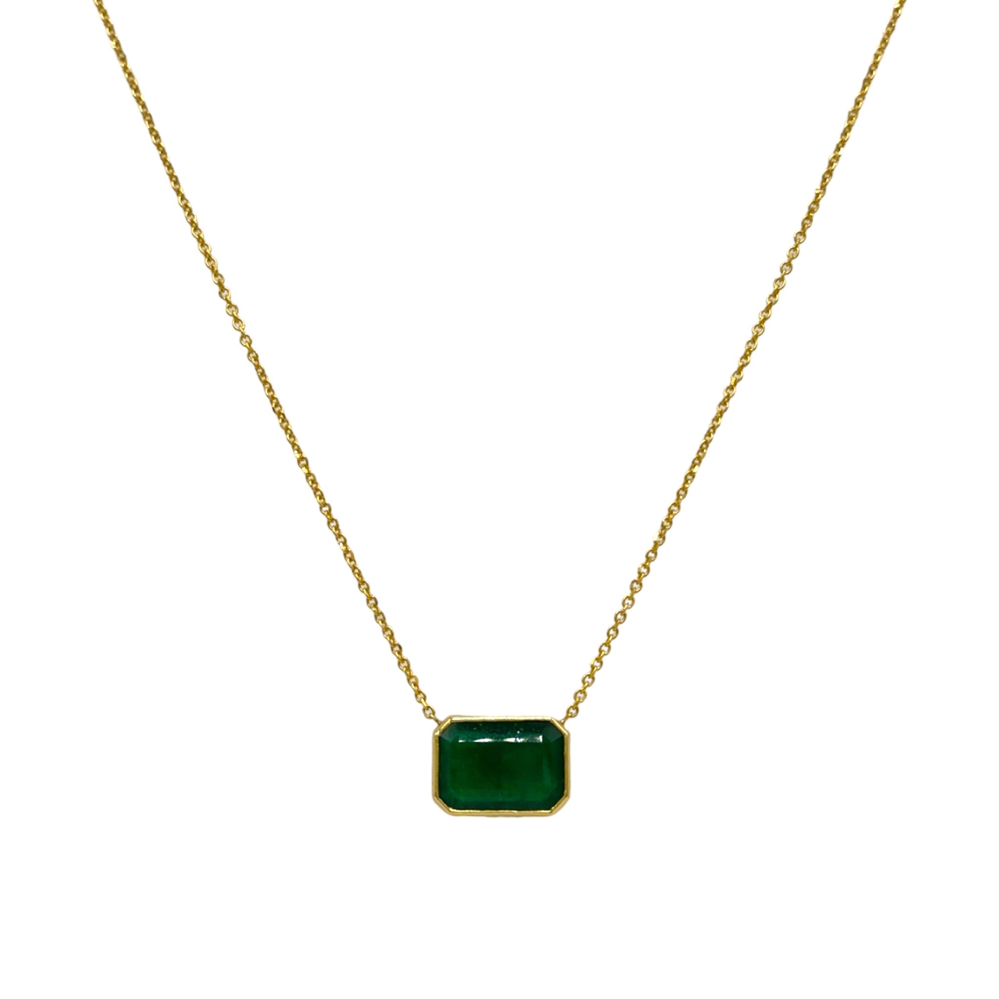 14k Emerald Halo Necklace .25 CTW – RG