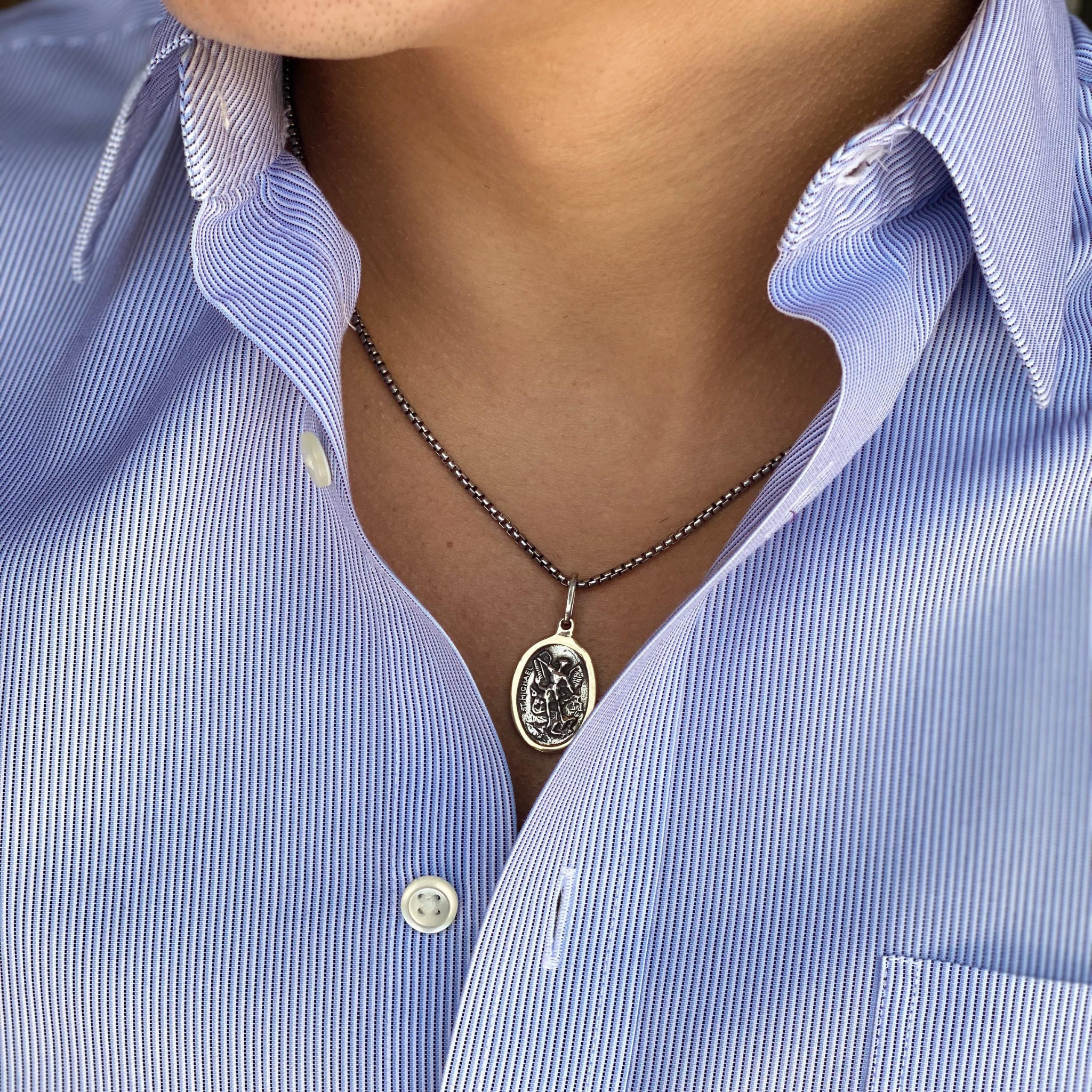 Mens gold 2025 st michael necklace