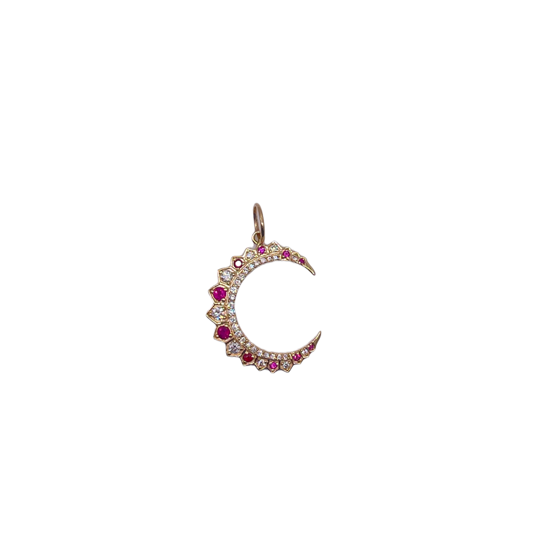 Ruby Diamond Crescent Moon Pendant Karlas Jewelry Gifts
