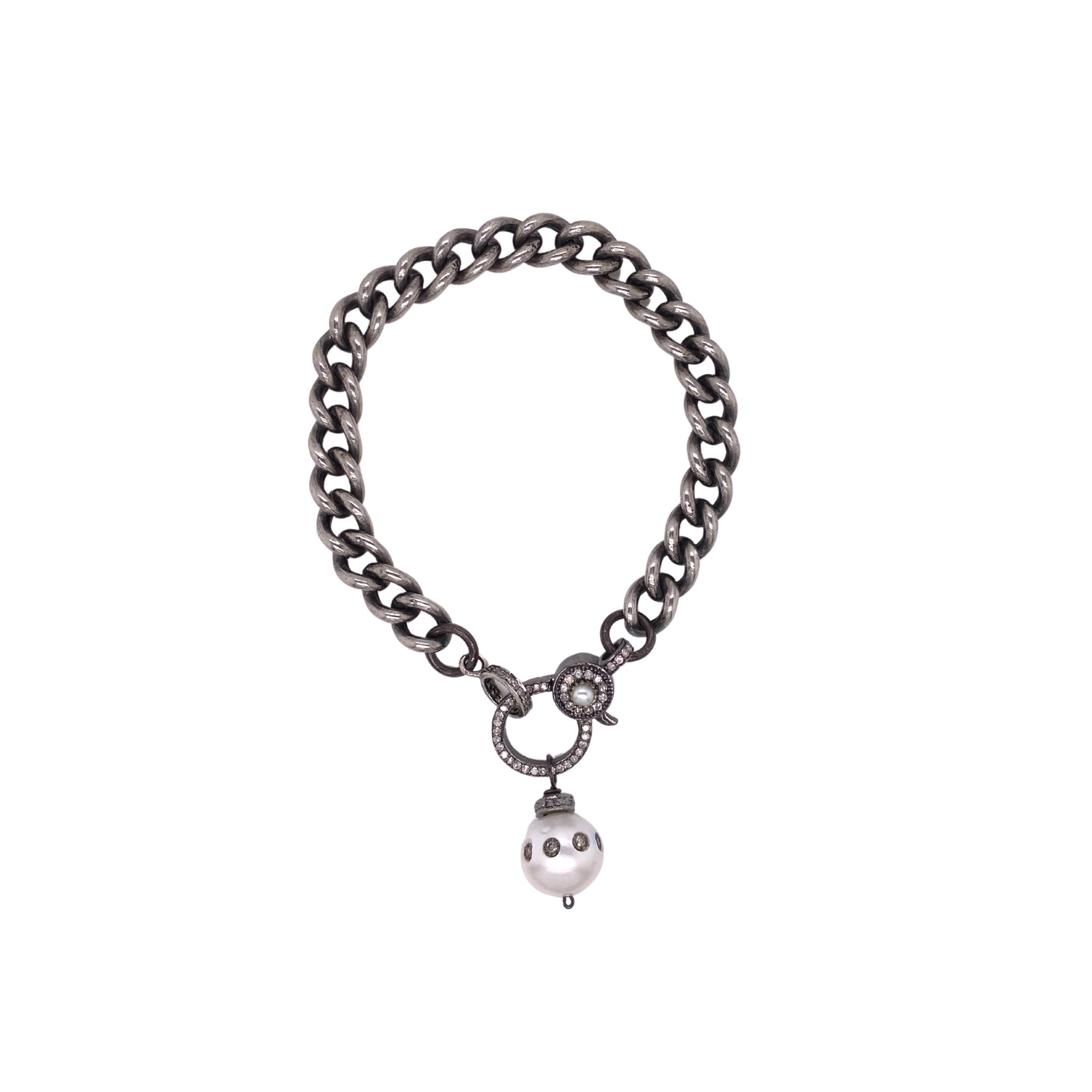 Diamond Lock + Pearl Drop Bracelet | Karlas Jewelry & Gifts