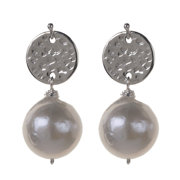 Hammered Gold Filled Freshwater Pearl Earrings - Karlas Jewelry & Gifts
